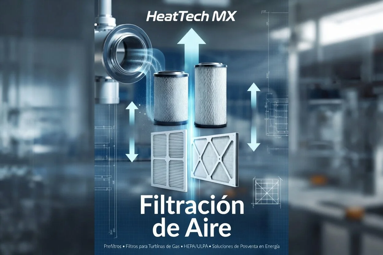 Filtros de aire industriales Heat Tech MX para turbinas de gas sistemas HEPA y prefiltros en México