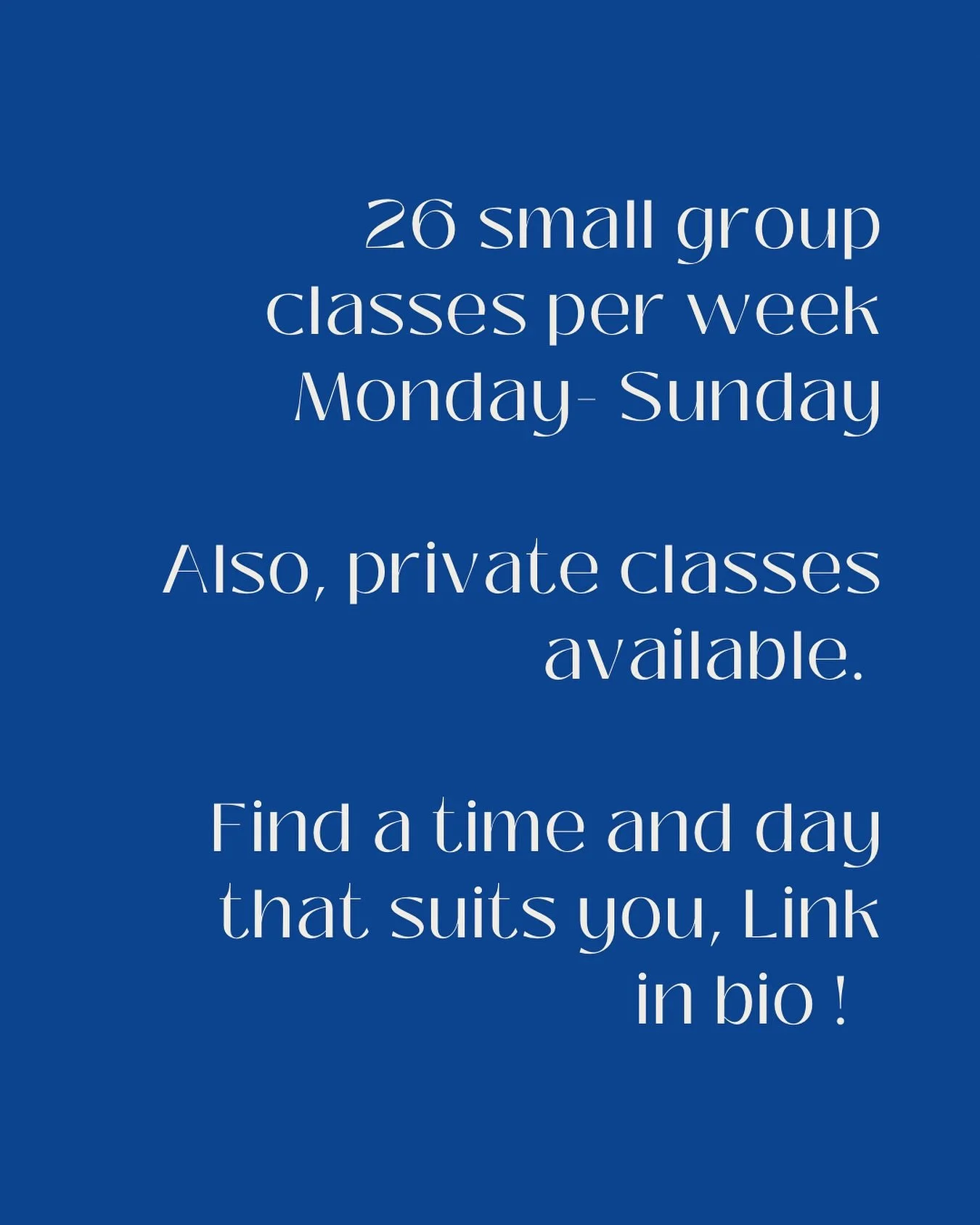 26 small group classes per week
Monday- Sunday
Also, private classes
available.
Find a time and day that suits you, Link
in bio!  #seepilates #reformerstudio #reformerclasses #matclasses #pilates #nambuccavalley #valla #mavksville #scottshead #pilate