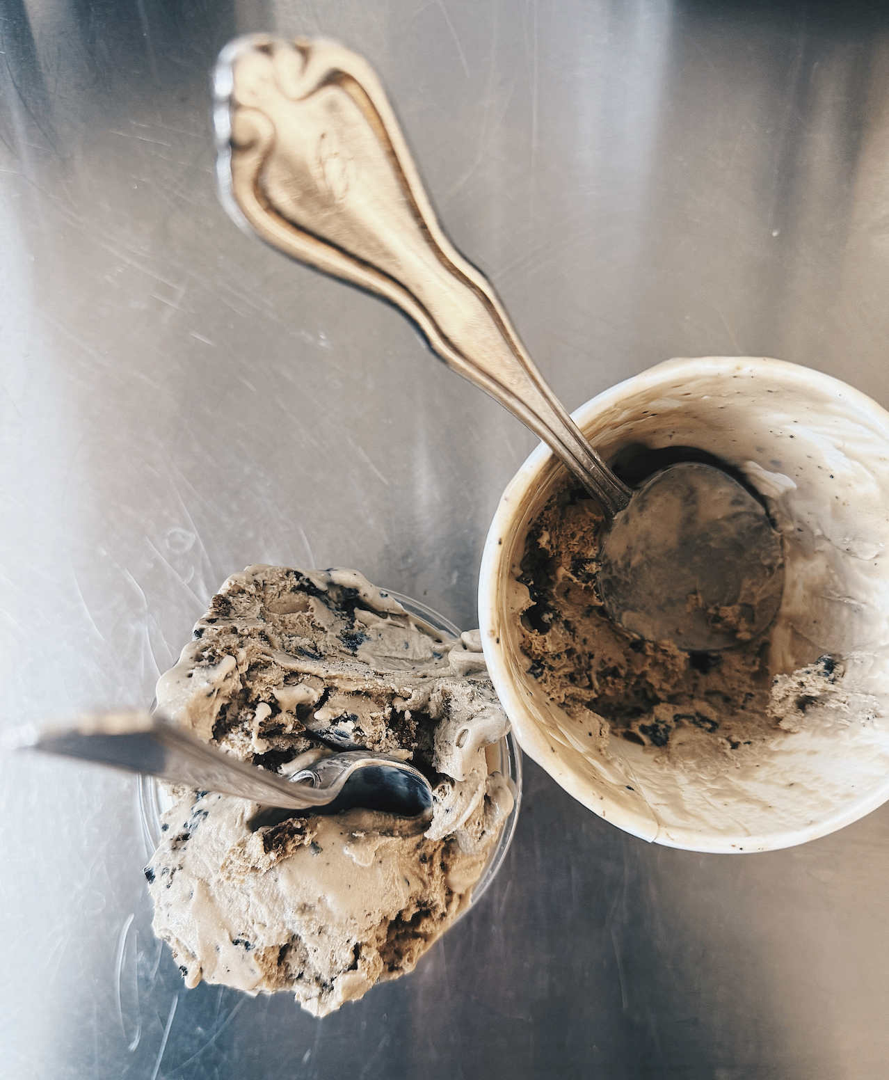 hojicha ice cream with bittersweet chocolate bark