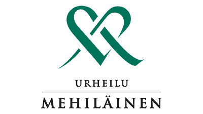 Urheilu Mehiläisen logo, jossa sydämen muotoinen suunnittelu ja teksti 'URHEILU MEHILÄINEN'