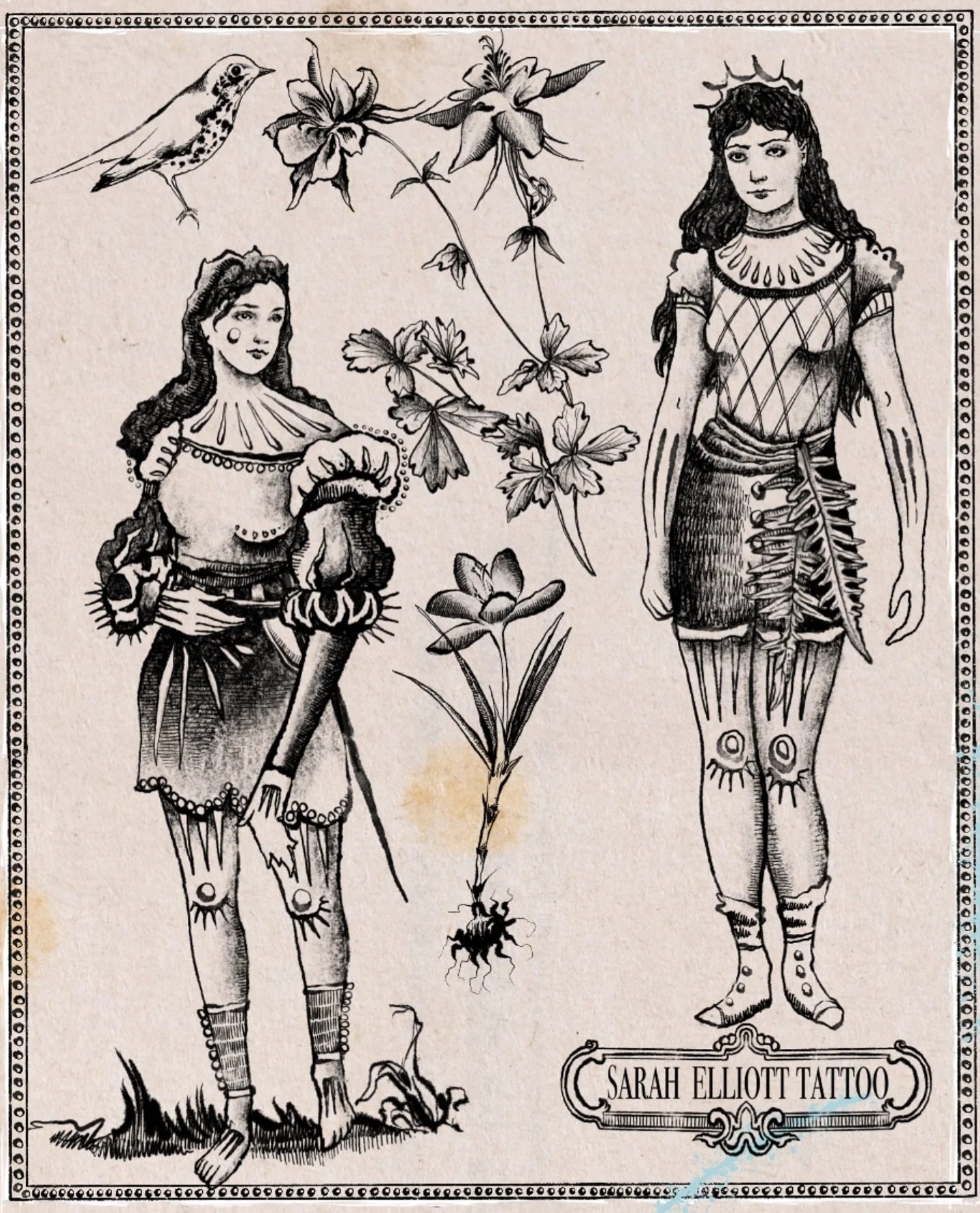 Wood thrush, crocus, columbine and two original character illustrations. All available ✨

#illustrativetattoo #fantasytattoo #botanicaltattoo #floraltattoo #brisbanetattoo #sydneytattoo #melbournetattoo