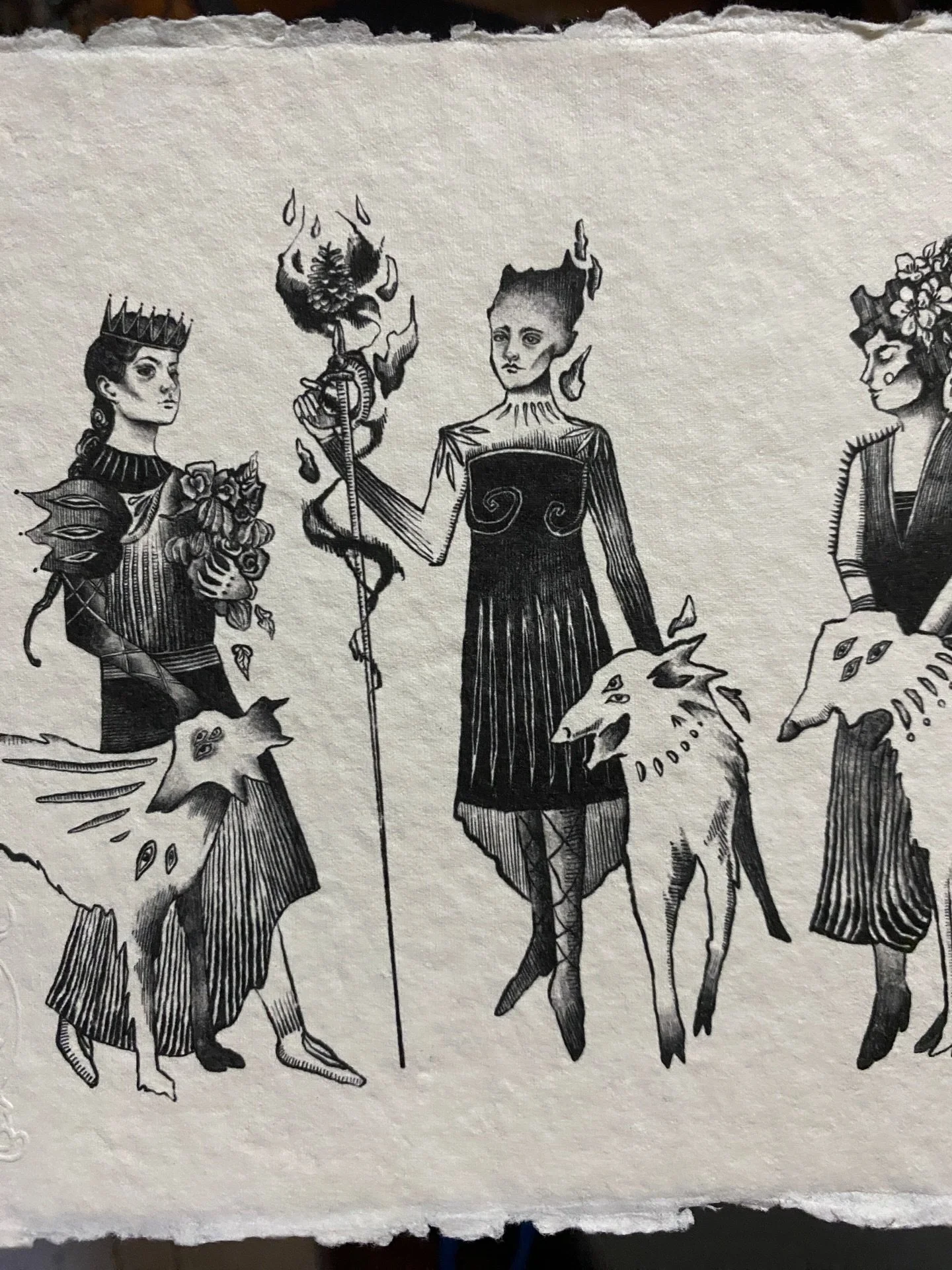 Details from a print. This was one of the first character illustrations that I made available in my shop. Since posting this about a year ago I can see that my style has already developed. This is a lot more stylised and angular than some of my recen