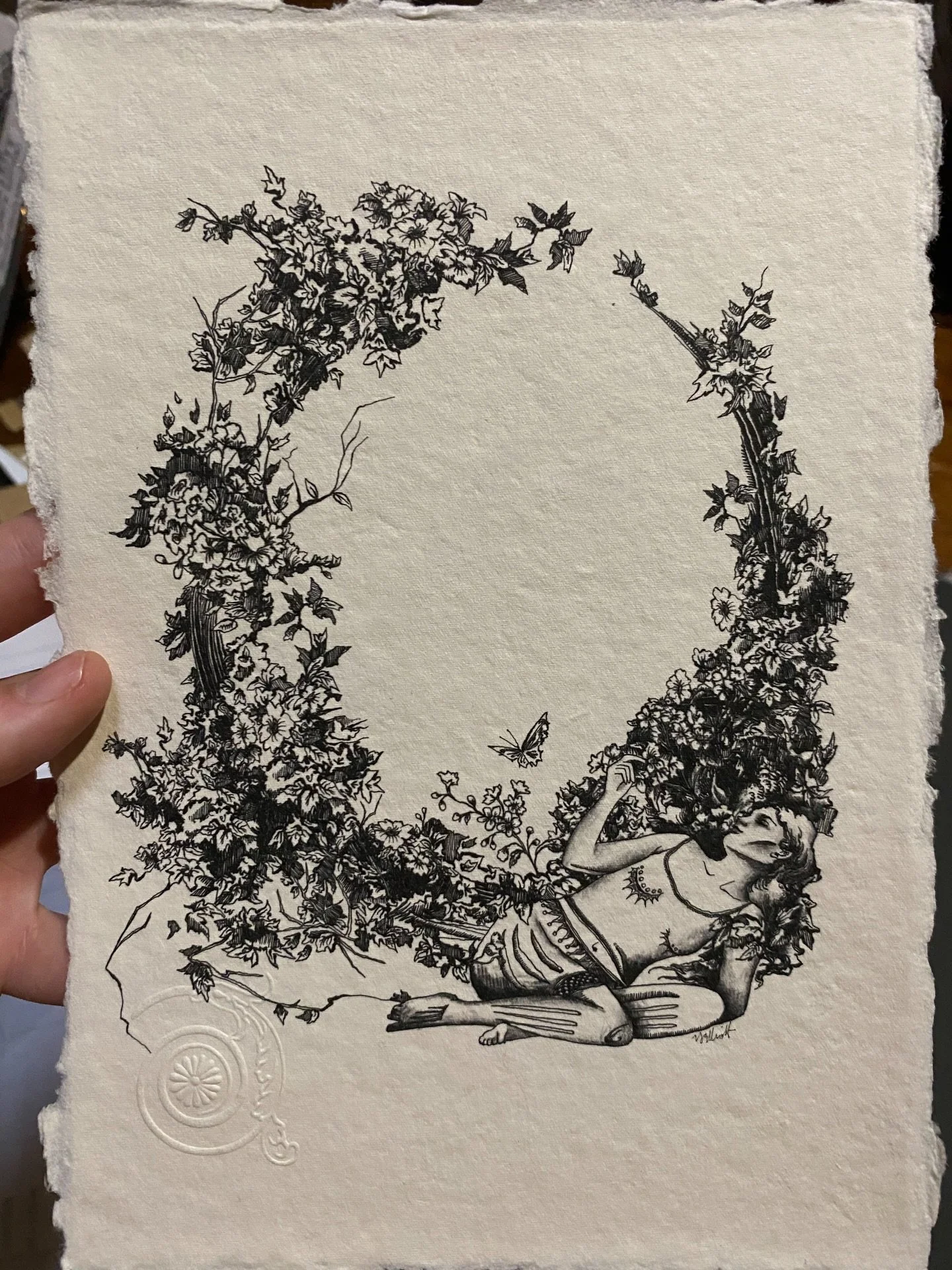 Details from a print on handmade deckle edge paper. I&rsquo;ve tried this print on a few different paper types but this is by far my favourite. The linework sits in sharp contrast to the soft, feathery paper. It feels like it was ripped straight from