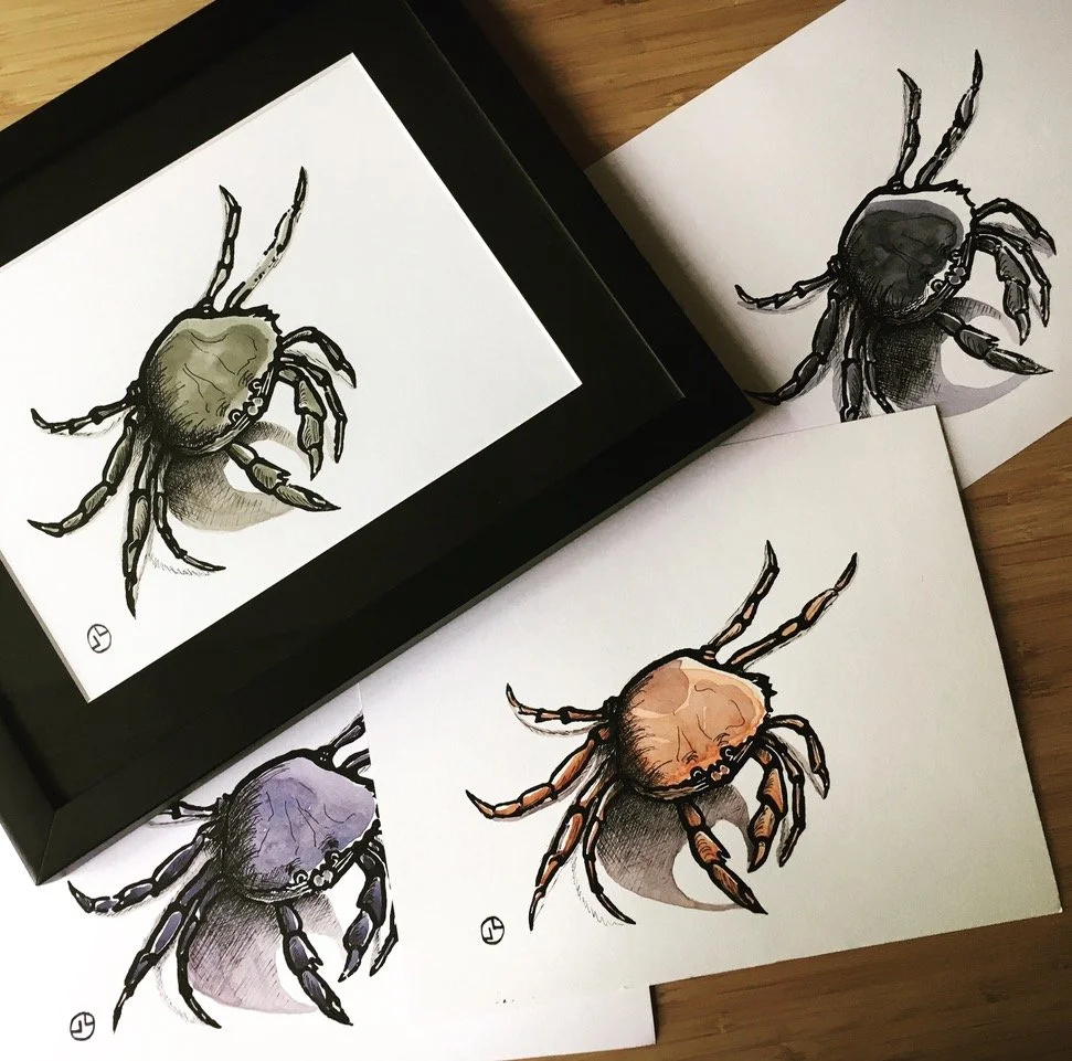 Krank série n°2 - linogravure aquarellée Disponible Available