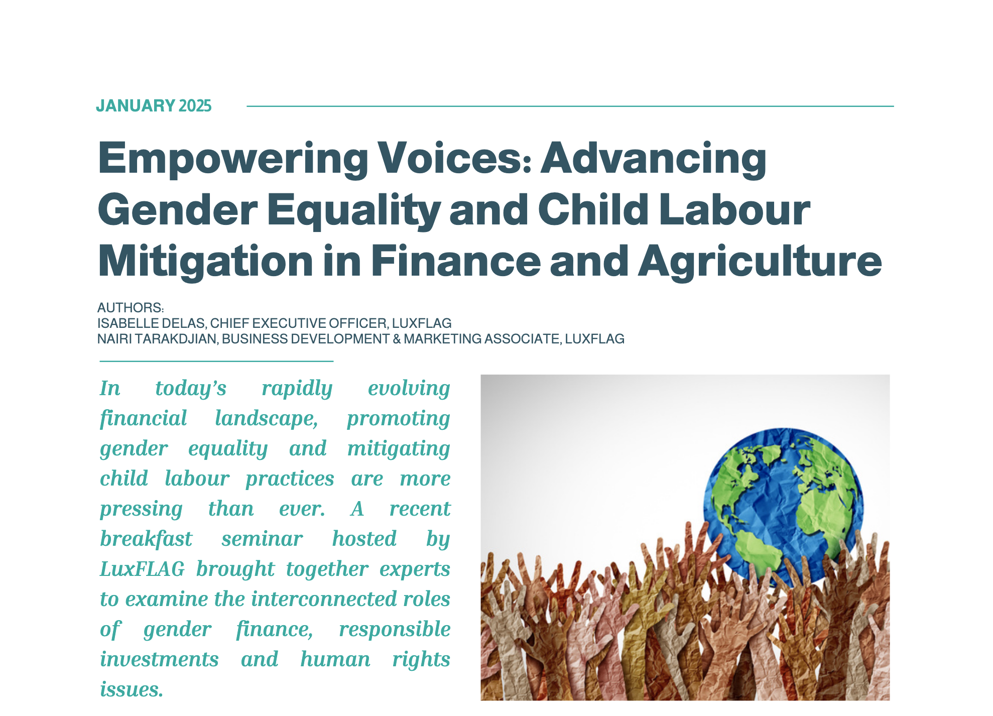 Gender equality and human rights gaining prominence in responsible finance