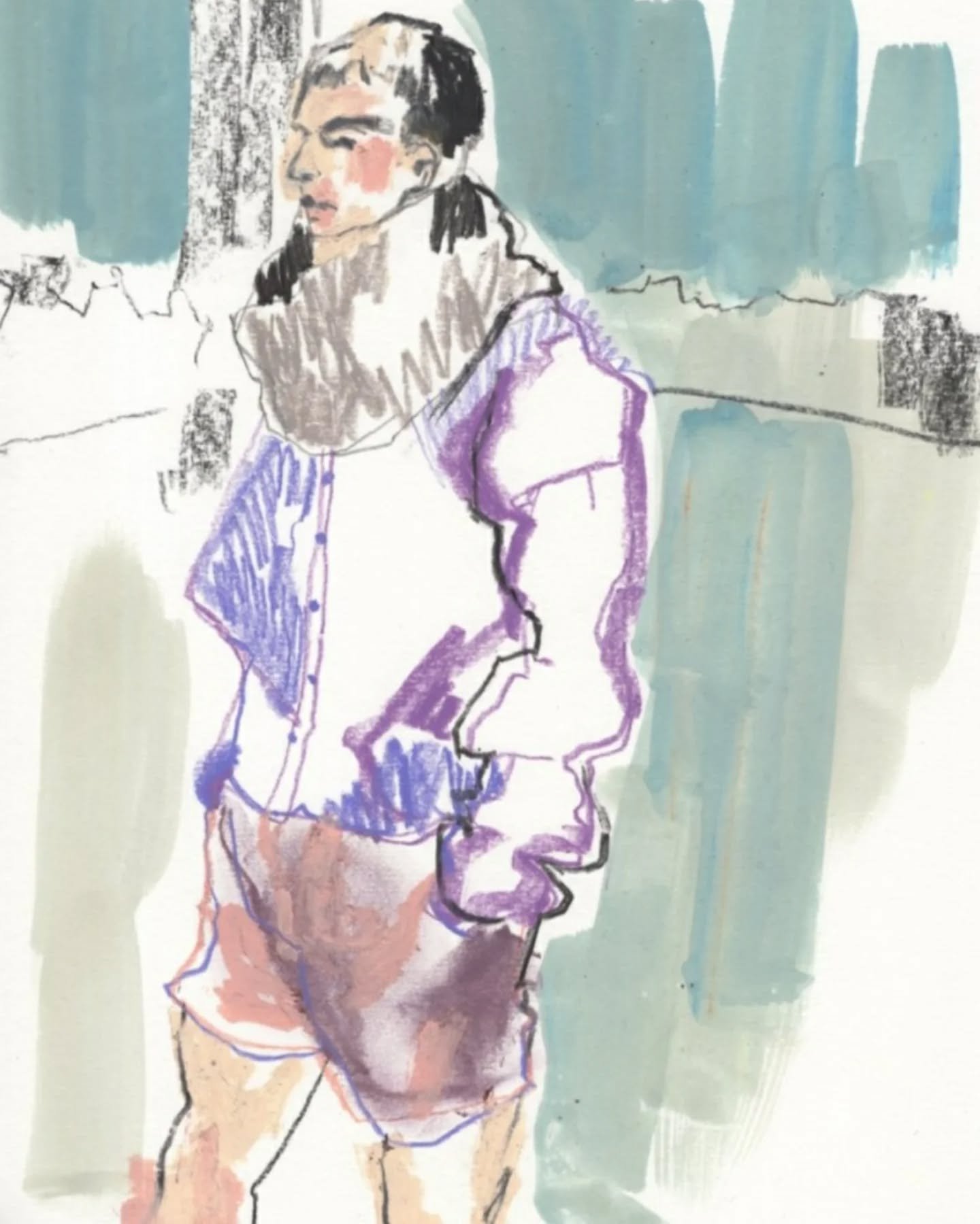 Short shorts and feather weather. Archive @loewe because why not.