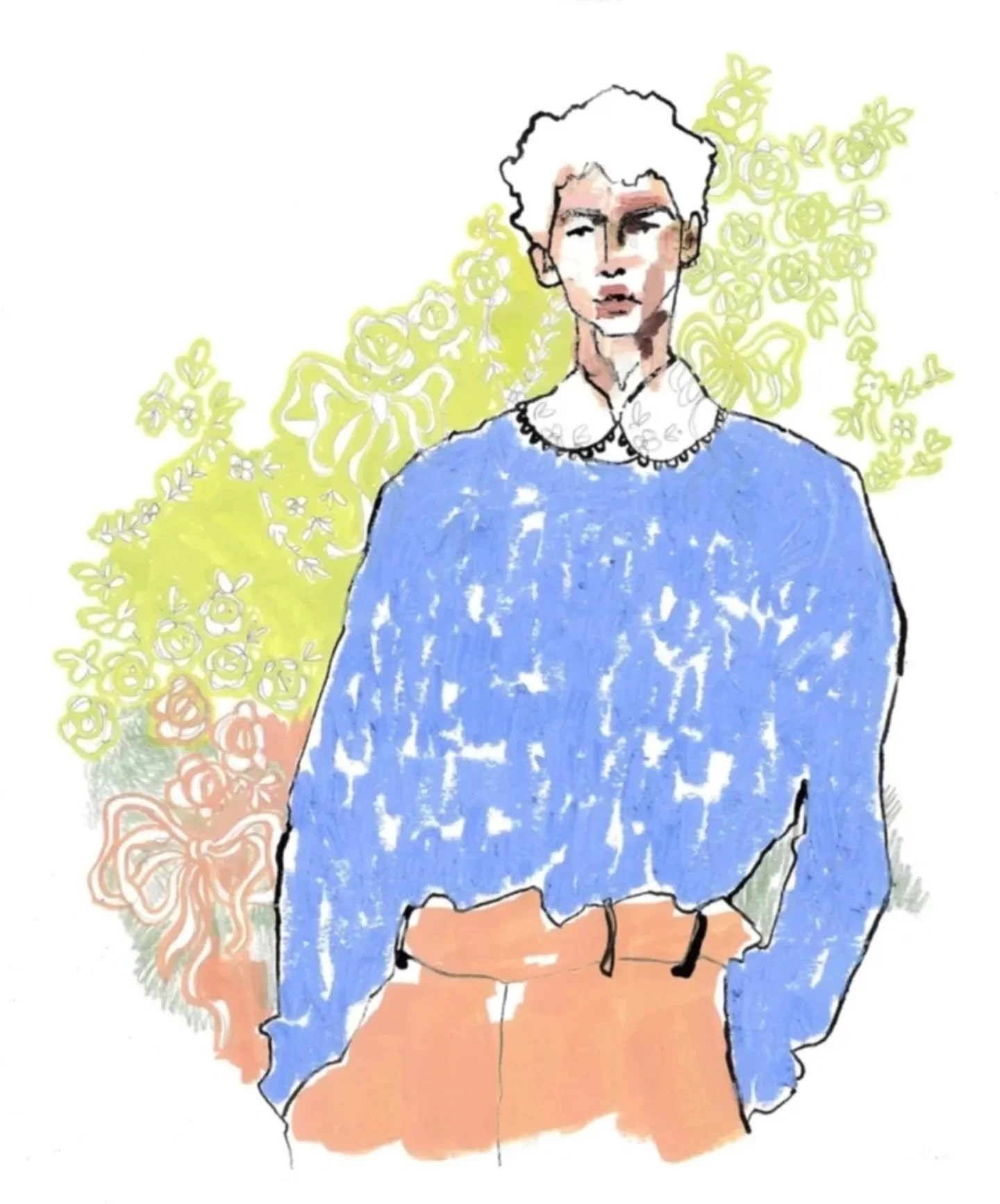 This guy, because oil pastels and inks shouldn't mix.