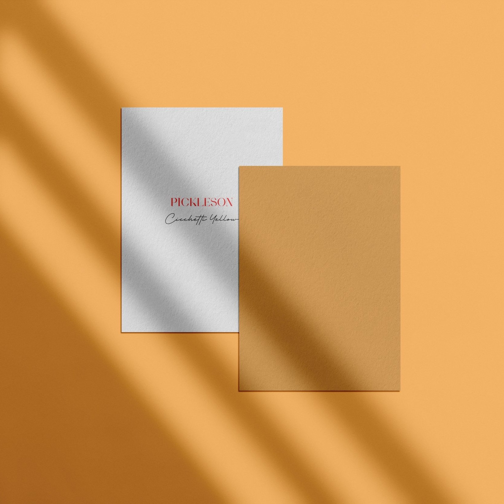 Sample Card for Cicchetti Yellow by The Pickleson Paint Co. A lively yellow that turns orange in the sun.