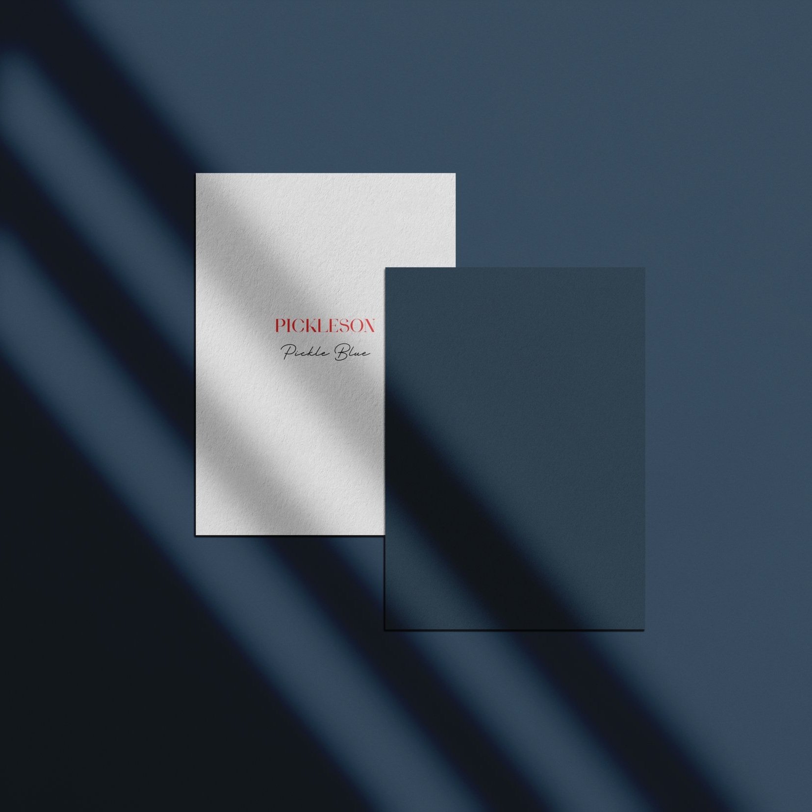 Sample Card for Pickle Blue by The Pickleson Paint Co. A rich navy blue with timeless elegance.