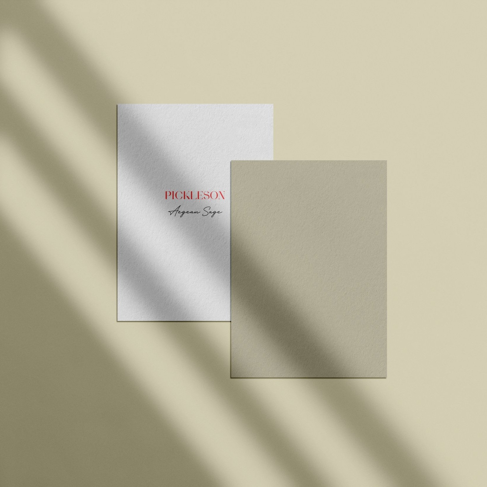 Sample Card for Aegean Sage by The Pickleson Paint Co. A soft, muted green inspired by the Aegean.