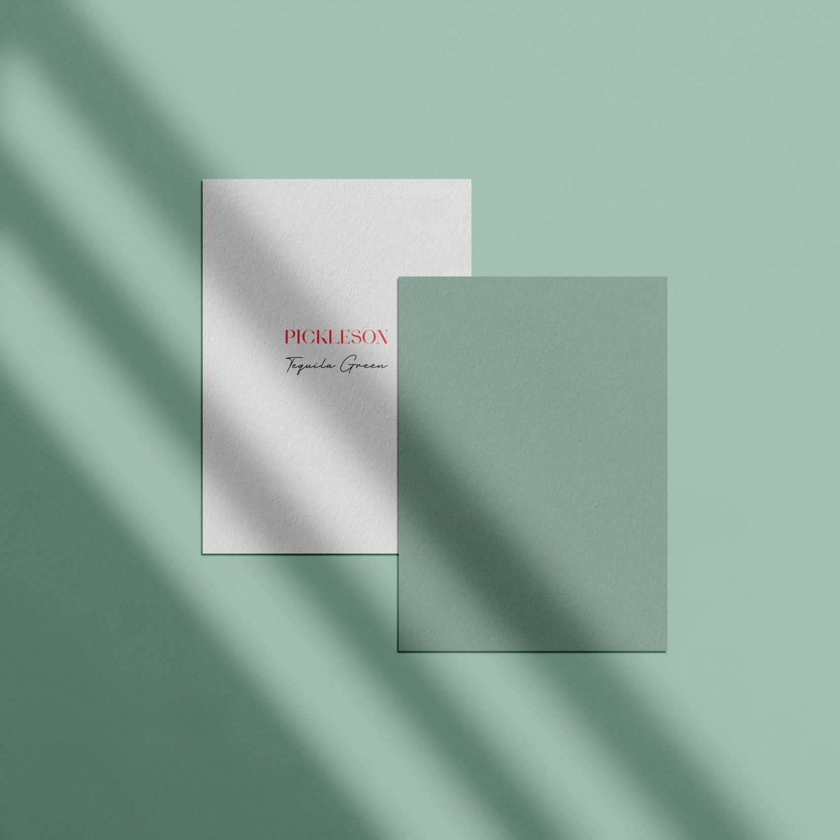 Sample Card for Tequila Green by The Pickleson Paint Co. A vibrant light green, with a blue undertone.