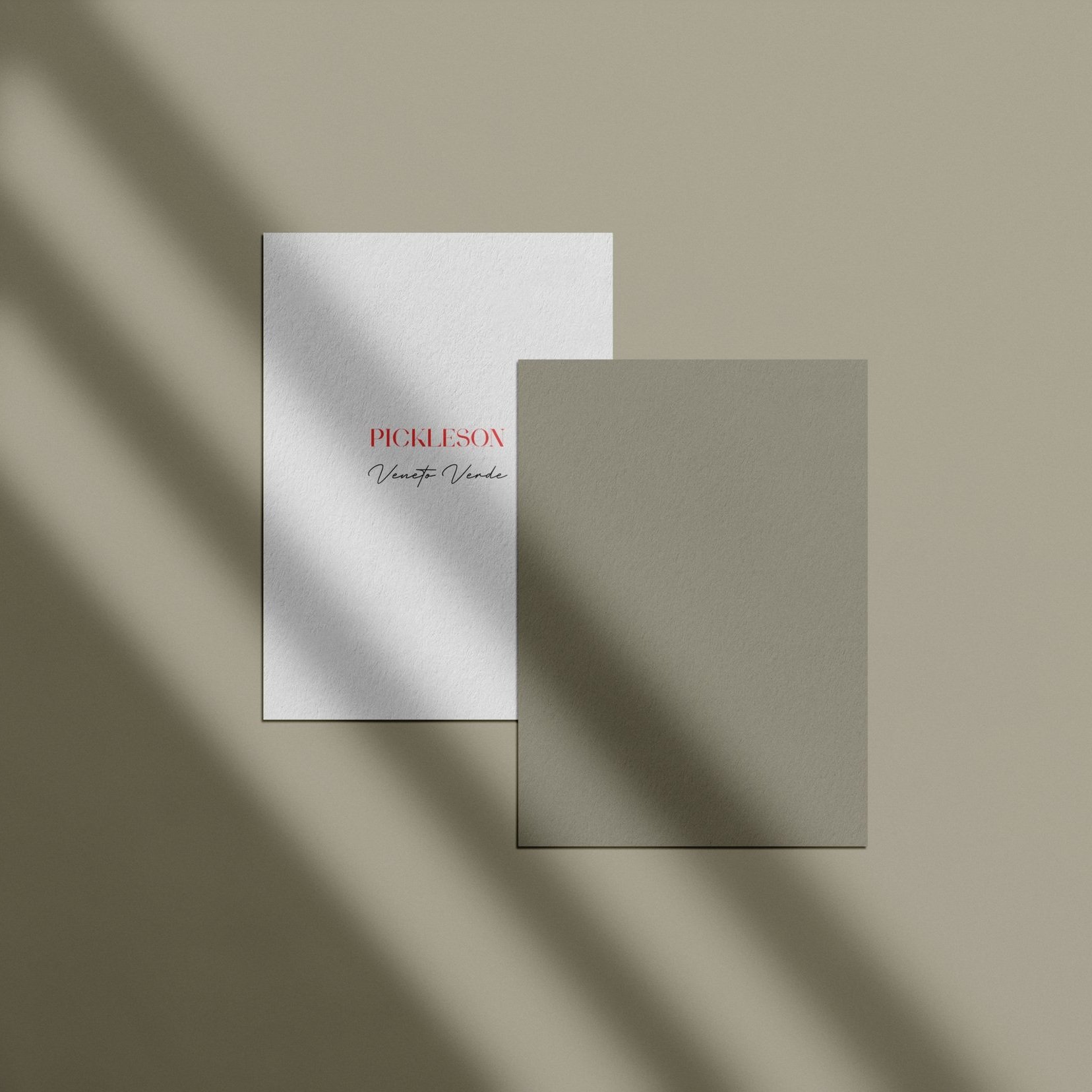Sample Card for Veneto Verde by The Pickleson Paint Co. A soft, earthy olive green with subtle sophistication.