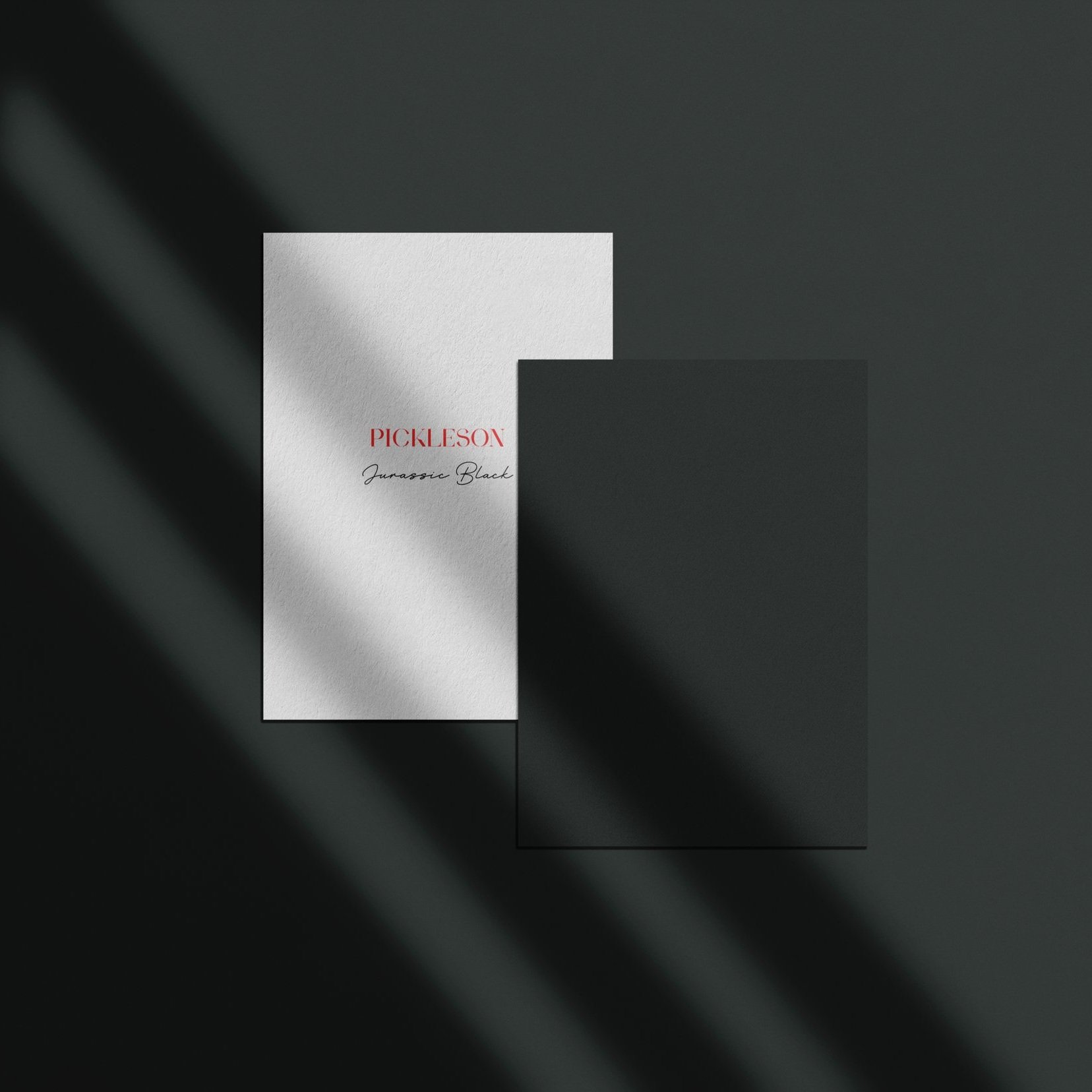 Sample Card for Jurassic Black by The Pickleson Paint Co. A deep, dark green with bold sophistication.