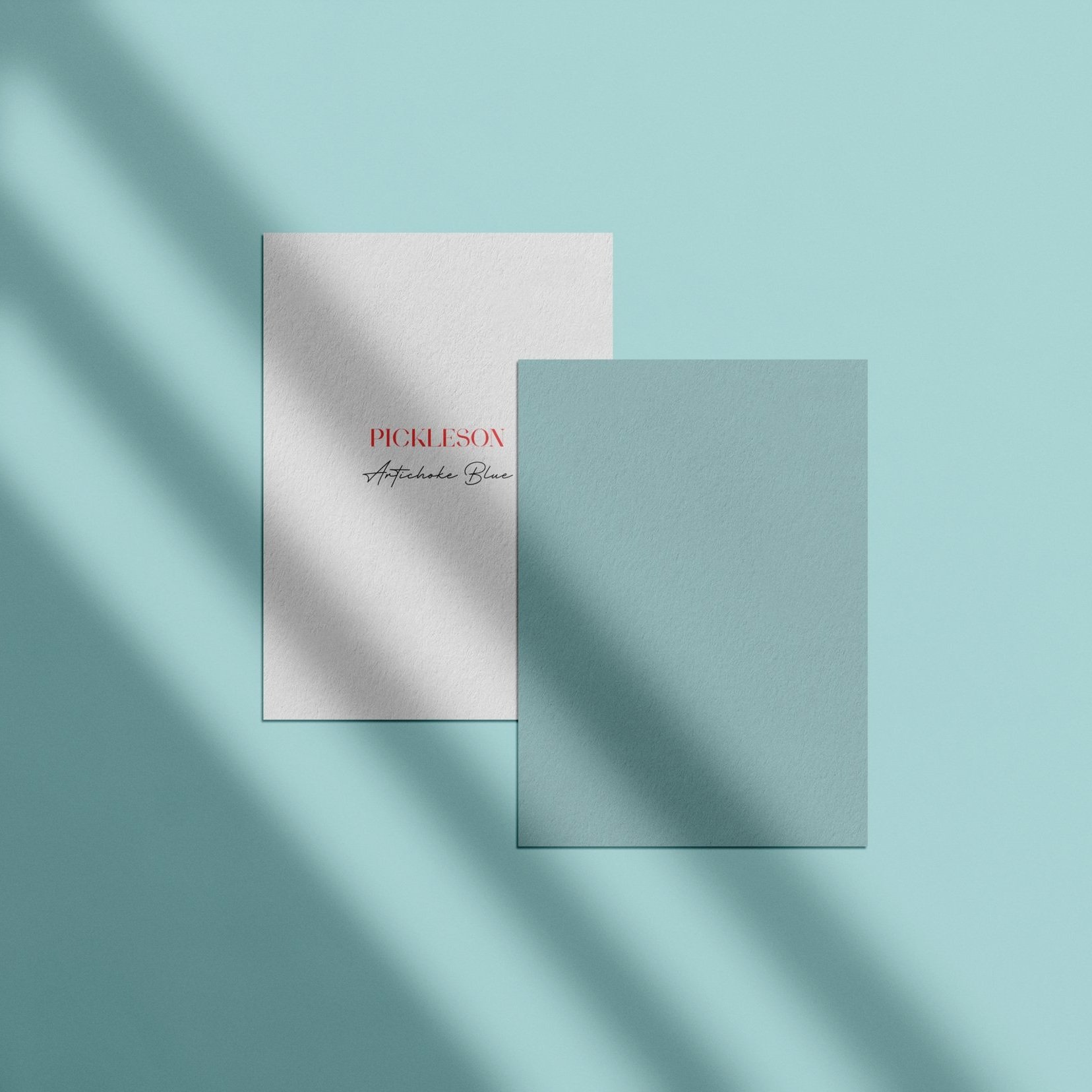Sample Card for Artichoke Blue by The Pickleson Paint Co. A joyful light blue.
