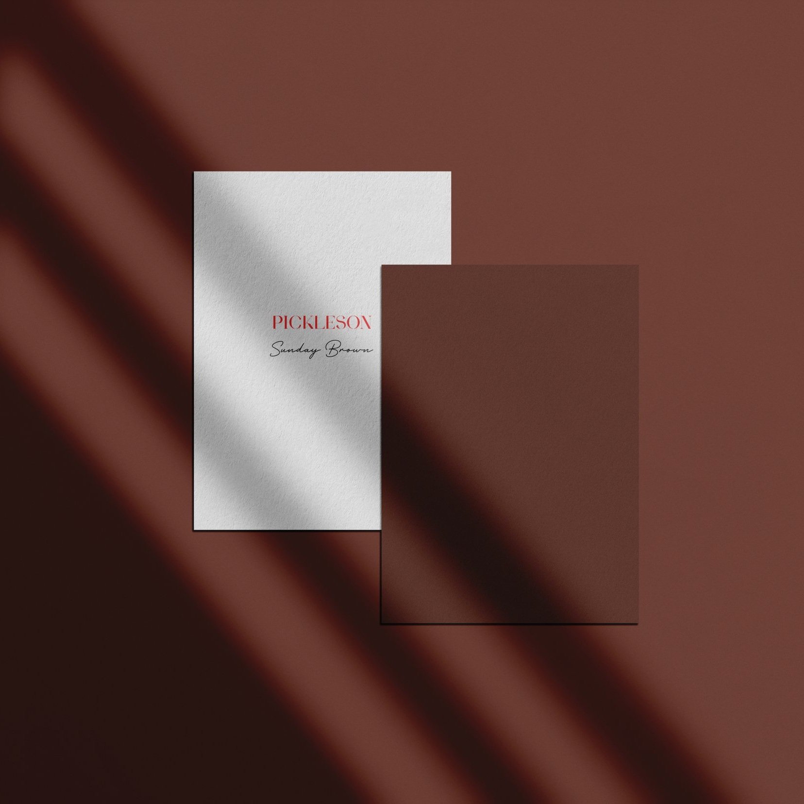 Sample Card for Sunday Brown by The Pickleson Paint Co. A deep, rich brown for cozy spaces.