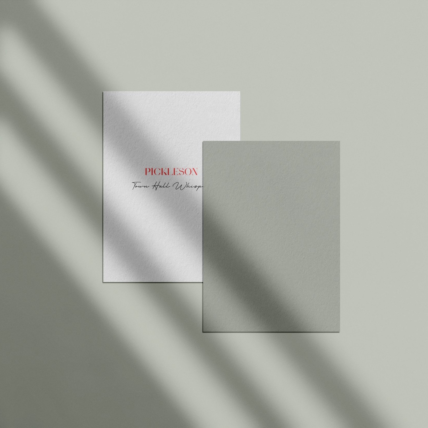 Sample Card for Town Hall Whisper by The Pickleson Paint Co. A muted green-blue with elegant undertones.