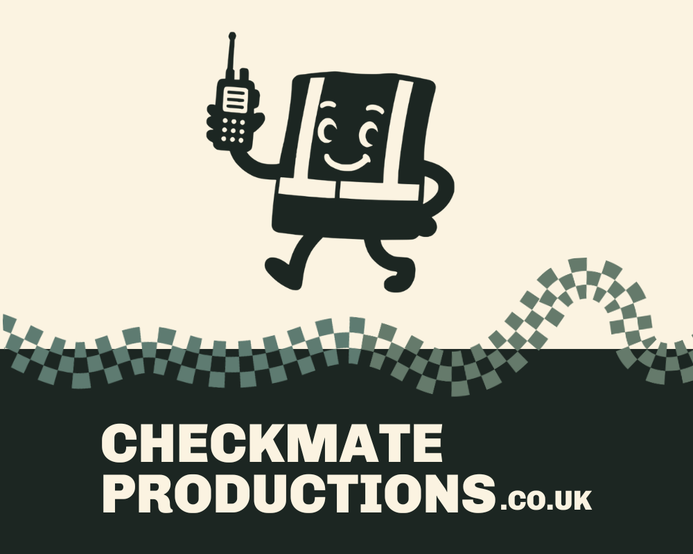 A logo with the text 'Checkmate productions'