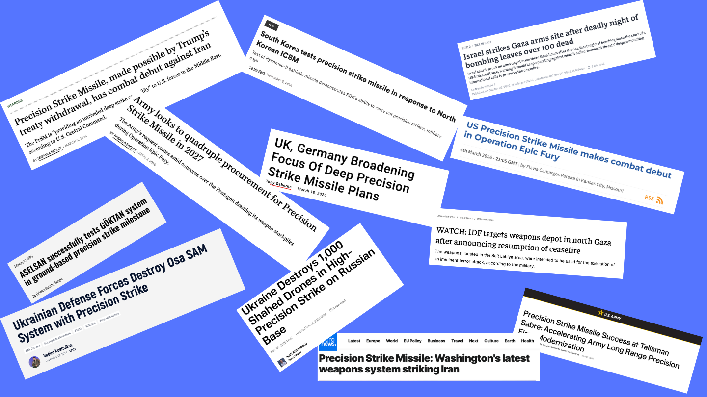   Figure: Image showing the news headlines with the term ‘Precision Strike’.  