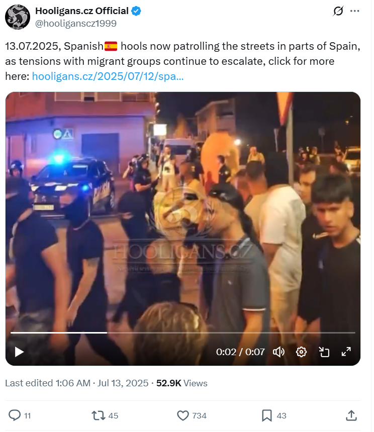   Figure:  A   post   by a Czech based Hooligan account on X/ Twitter promoting vigilante actions in other countries.  