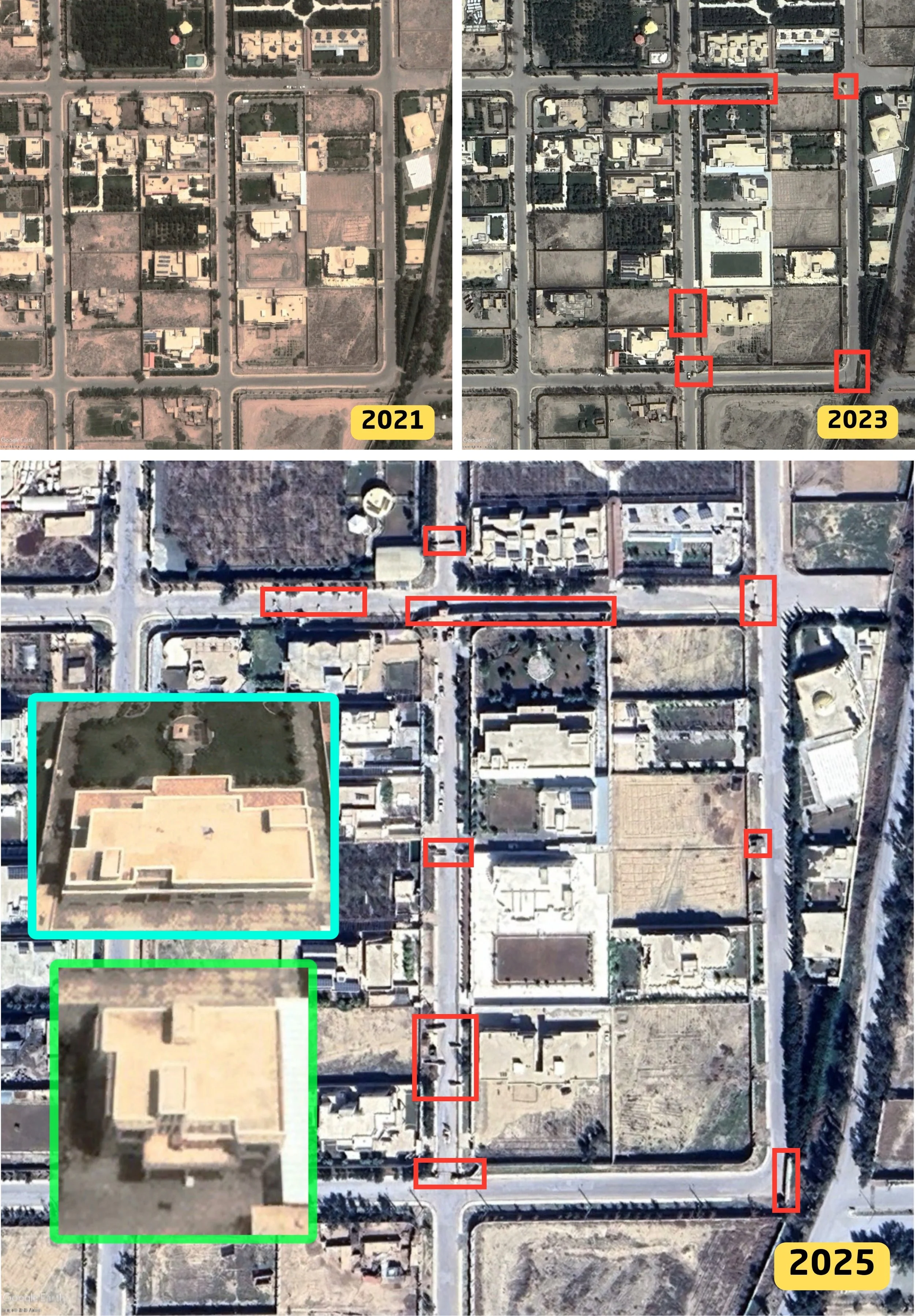   Figure: Anlaysis of the Attal Palace, guesthouse frequented by the Taliban’s supreme leader. Geolocation: 31.623271, 65.775213  