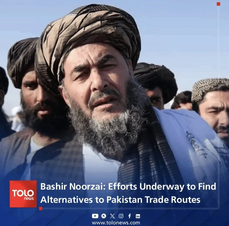 Pictured: Noorzai on TOLOnews last December speaking on the Taliban’s decision to halt Pakistan trade routes.