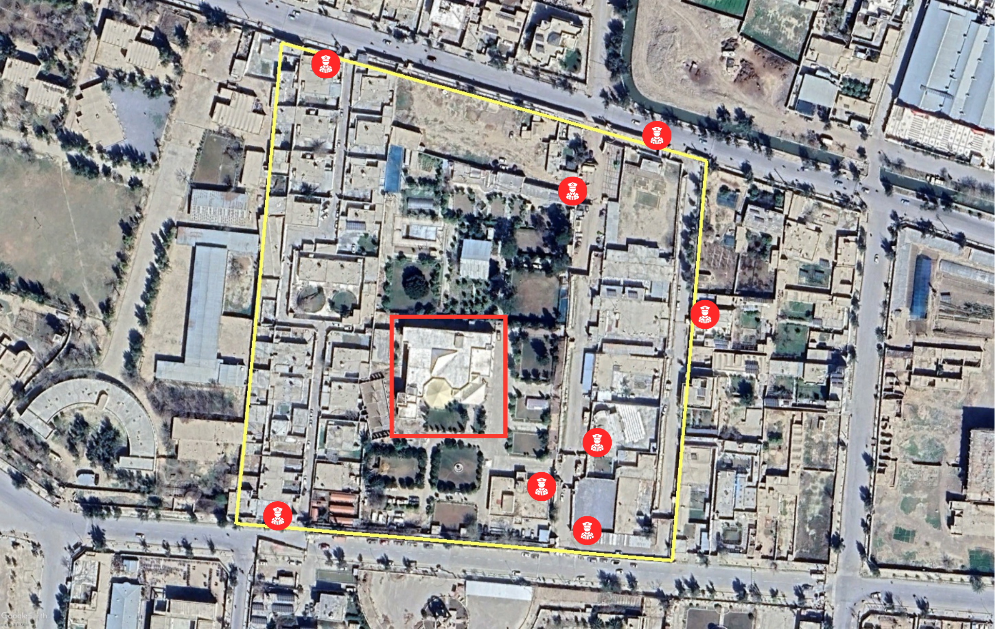   Figure: The Mandigak Palace with the lastest satellite imagery available on Google Earth Pro.  