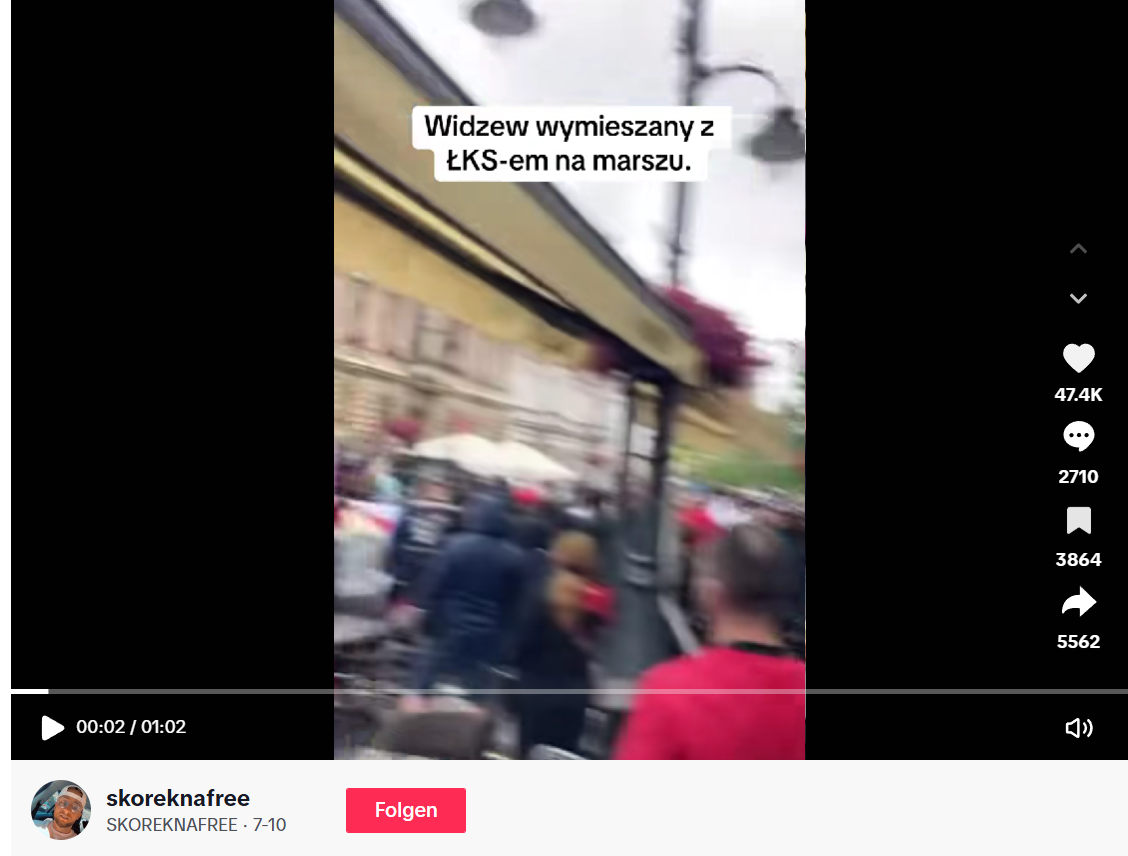   Figure:  This  video  (Rival Łódź Fans Marching Together), uploaded in TikTok on 10.07.2025.  ‘  