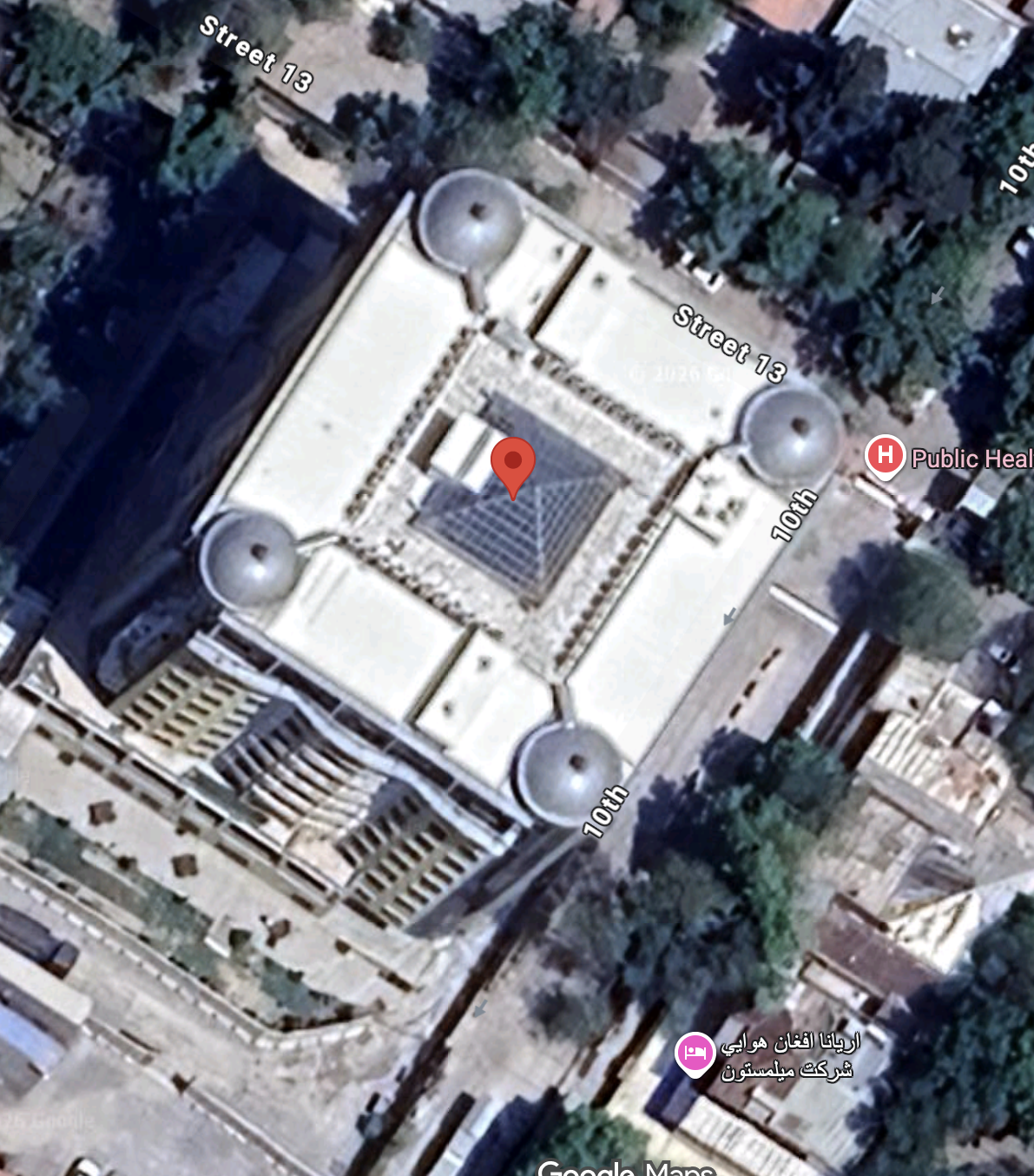 Pictured: Aerial image of the Park View Hotel, where CAD ZEREN’s headquarters are allegedly located. Coordinates: 34.534833, 69.185778