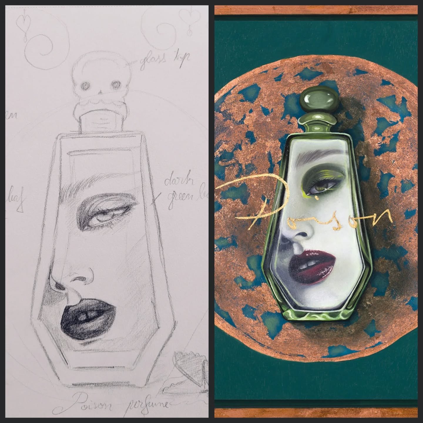 The painting process is unpredictable. I might follow my sketch, or I might completely change the idea.

#sketchbook #oilpaintings #oilillustration #potions #perfumeart