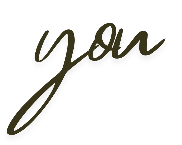 The word 'you' written in cursive, over a black background.
