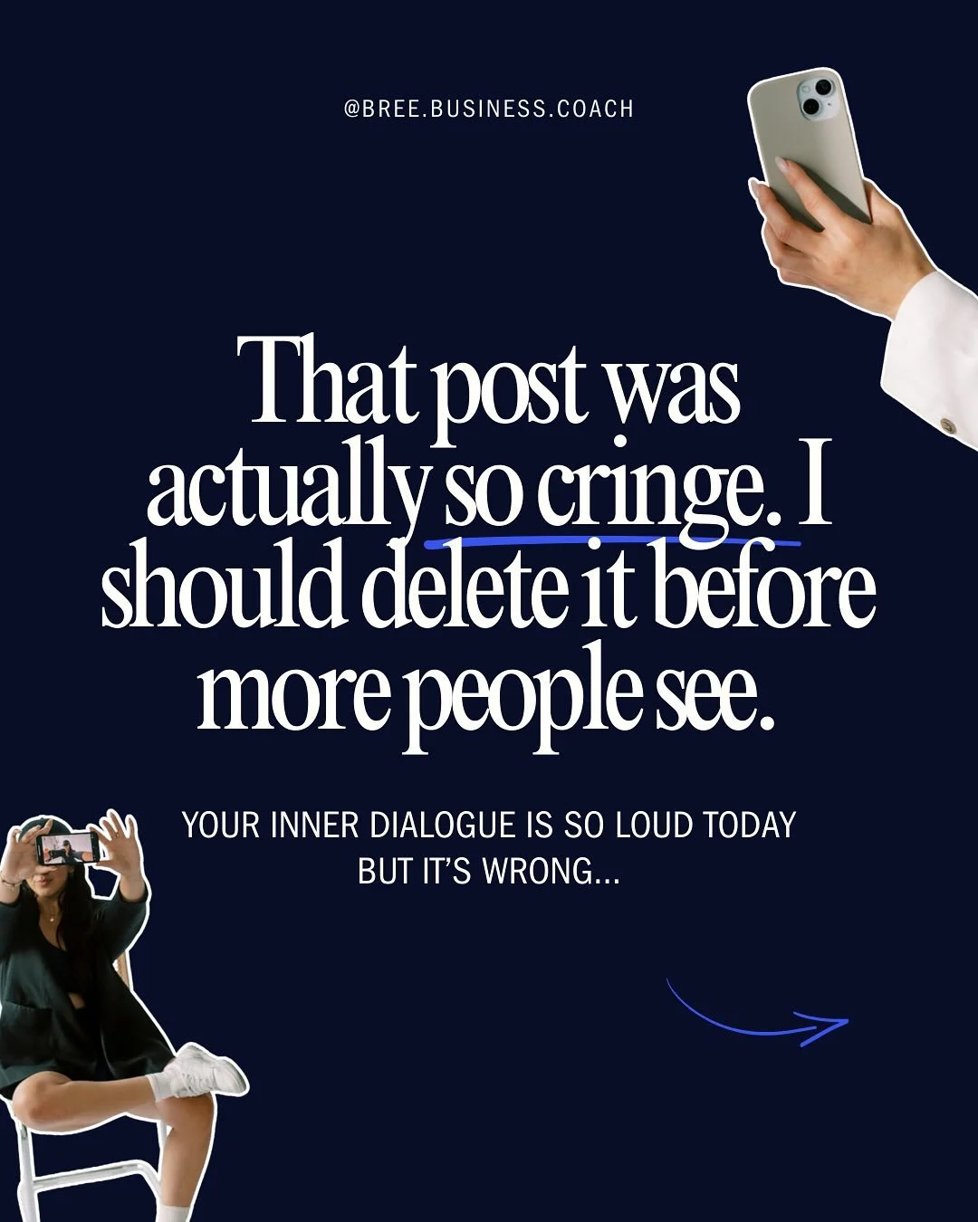 You know that moment when you hit publish and instantly think:
&ldquo;Ugh, that&rsquo;s cringe. I should delete it before more people see.&rdquo; 🙈

That&rsquo;s not you being dramatic.
That&rsquo;s the fear of showing up online.
And that&rsquo;s yo
