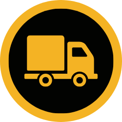 Icon of a delivery truck in a yellow circle
