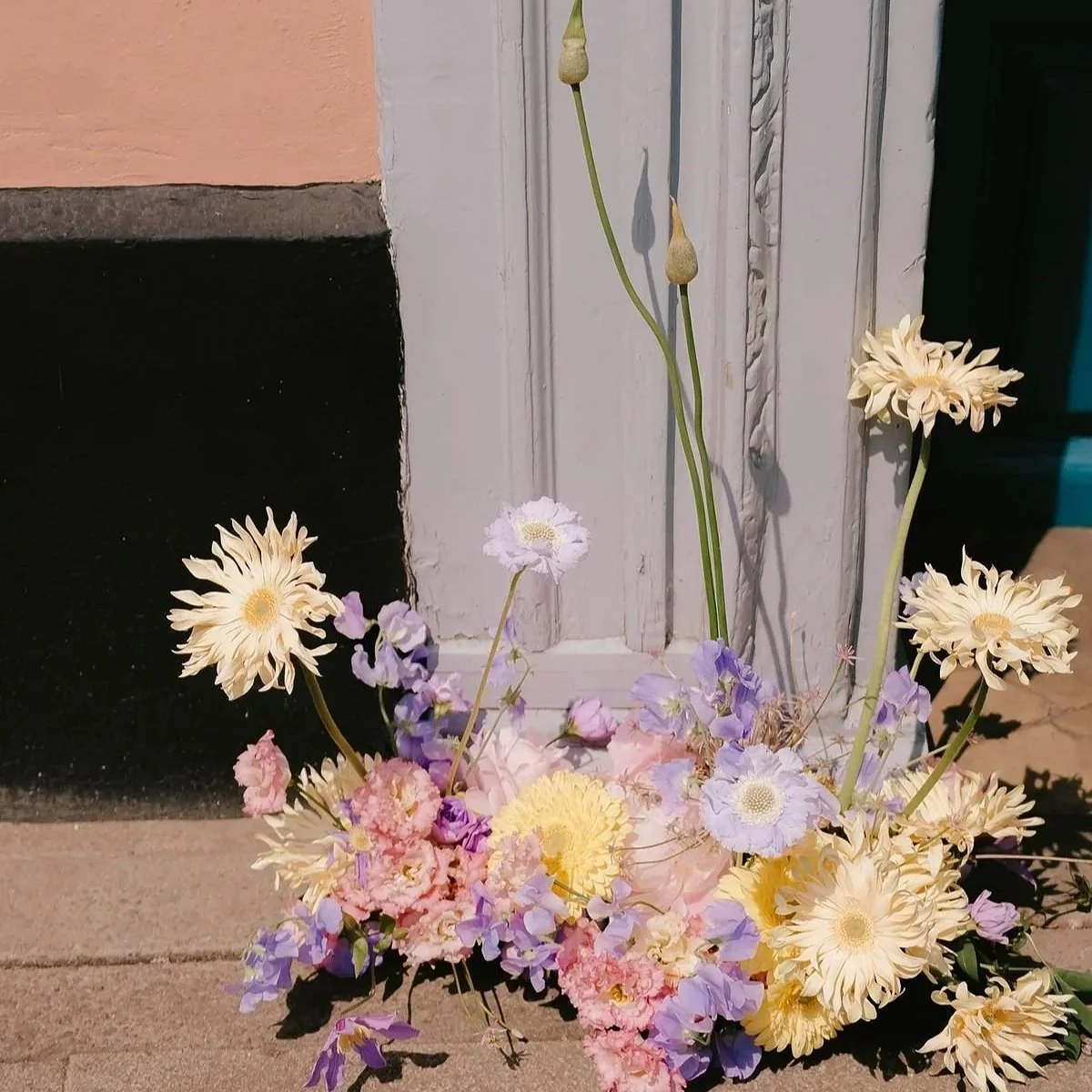 Contemporary meadow style arrangement for a wedding photo shoot in Norwich, Norfolk