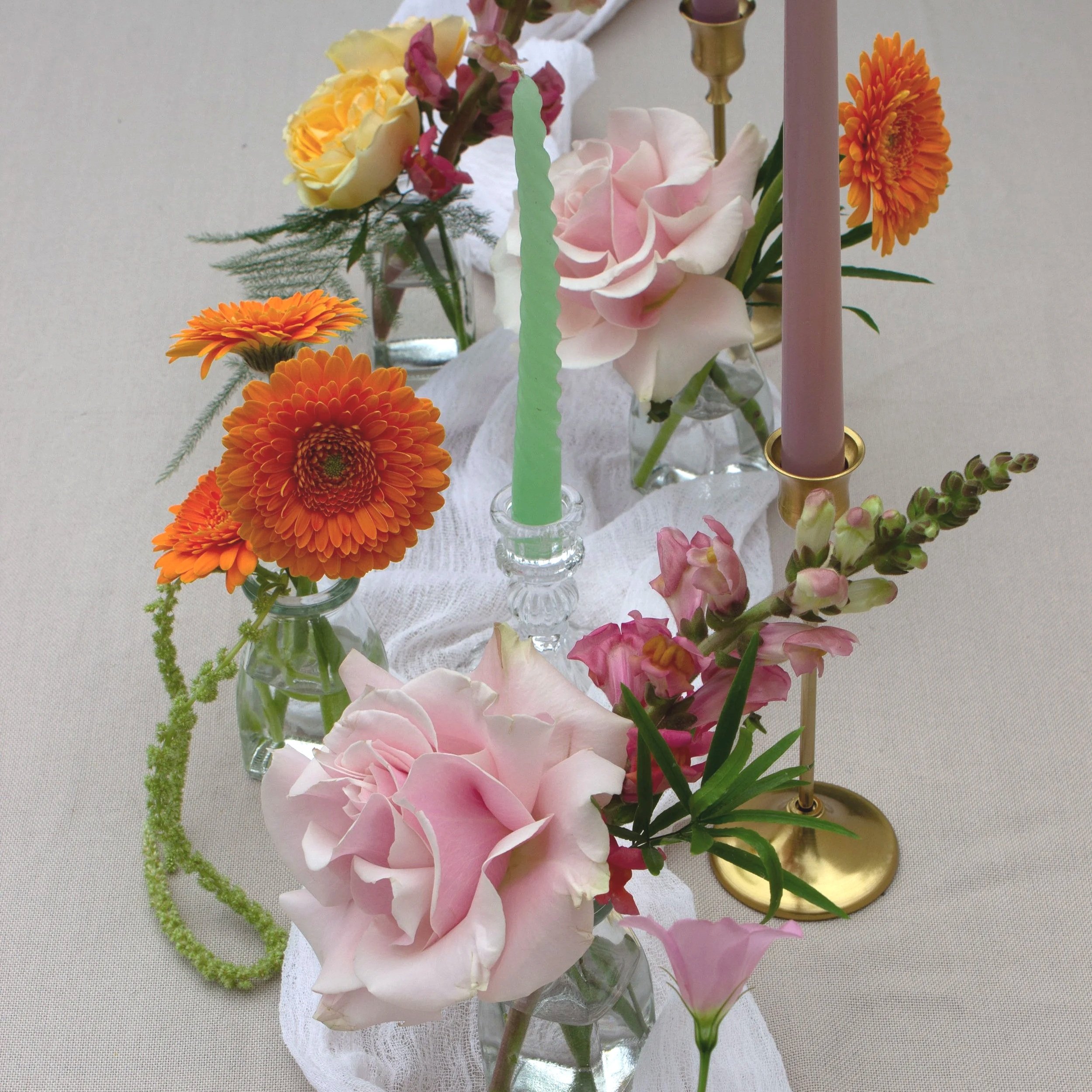 bright table flowers