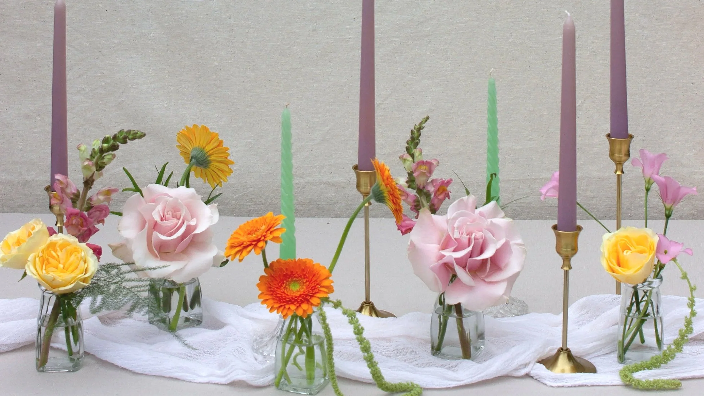 colourful table flowers