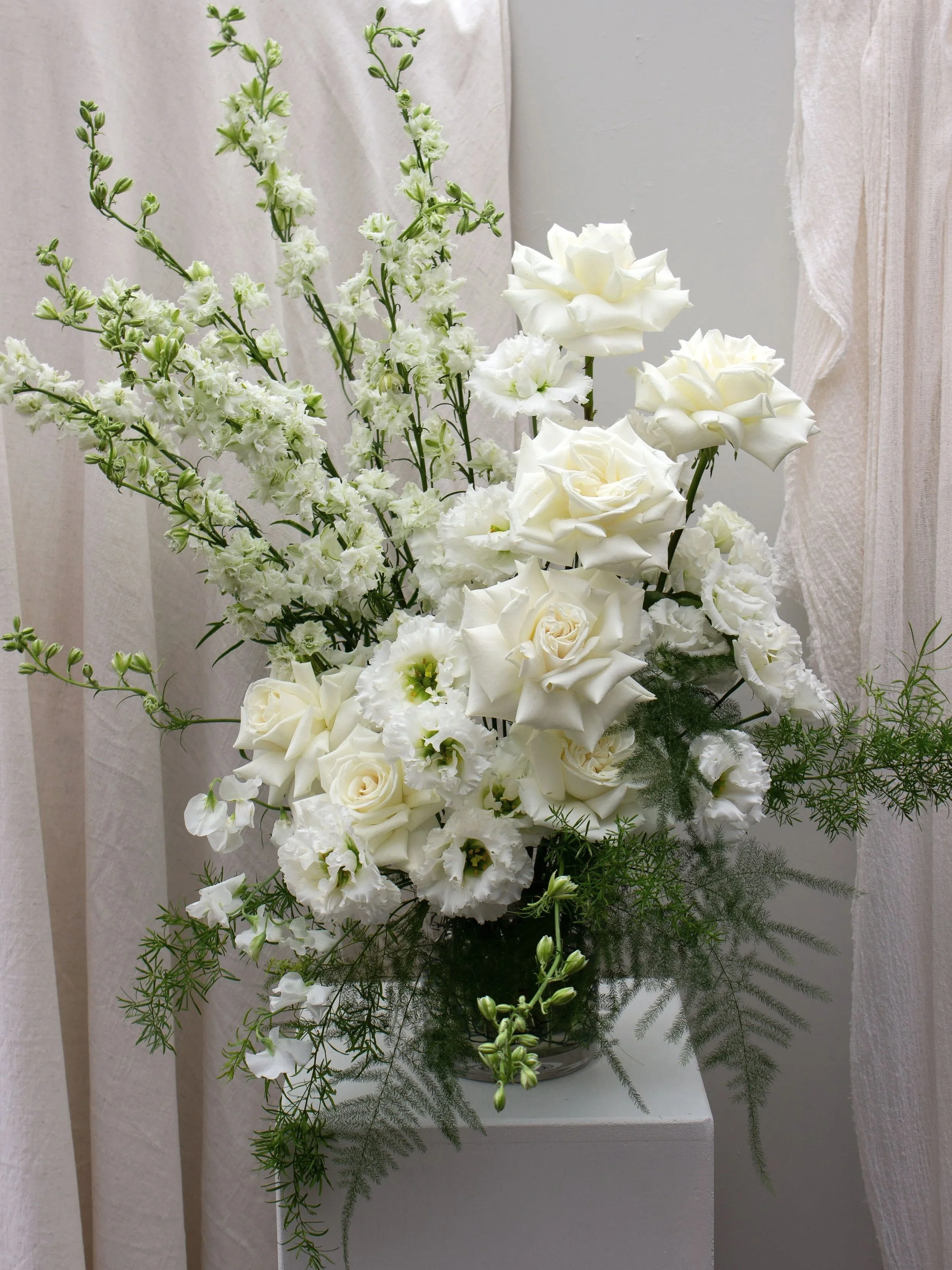 white vase arrangement