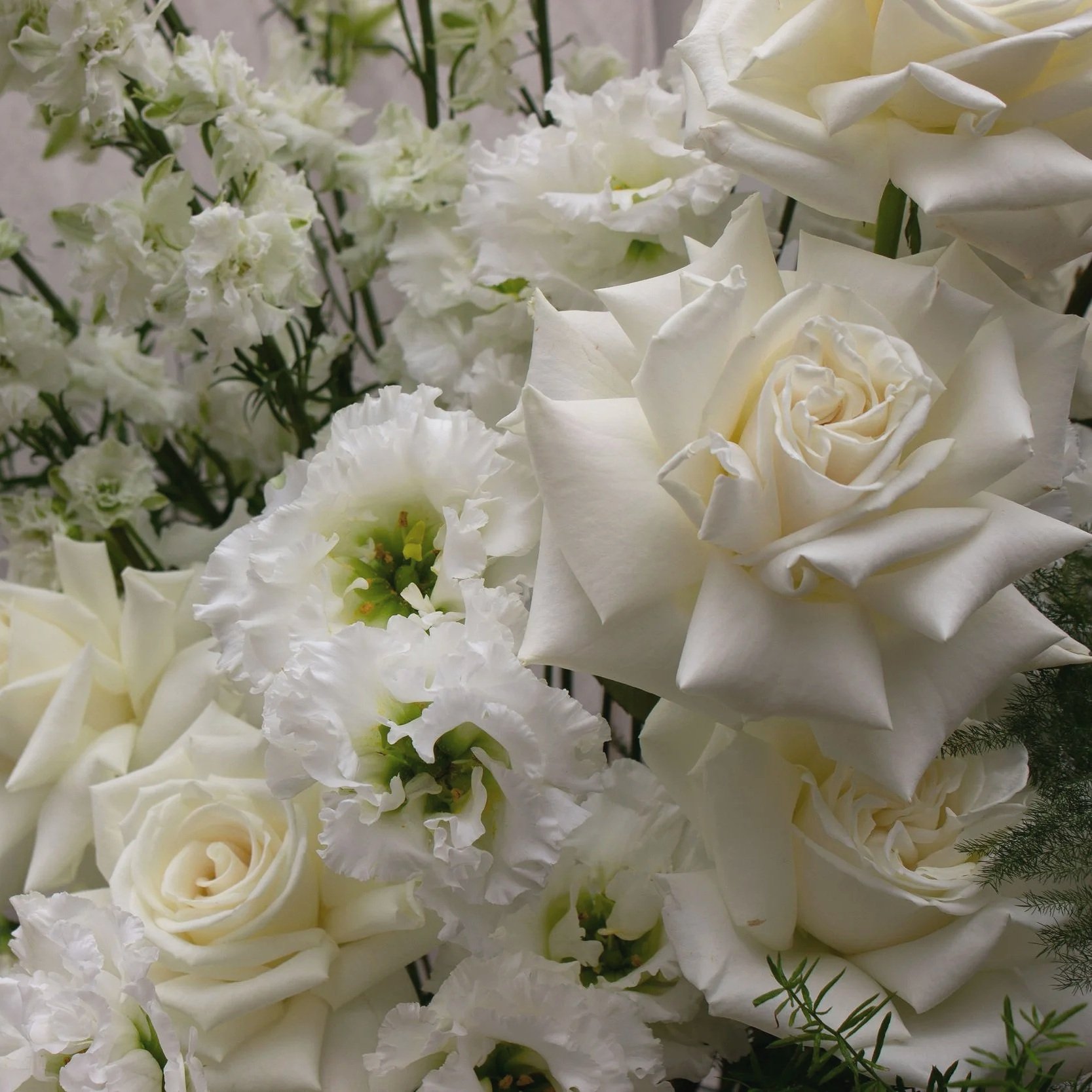 white wedding flower vase