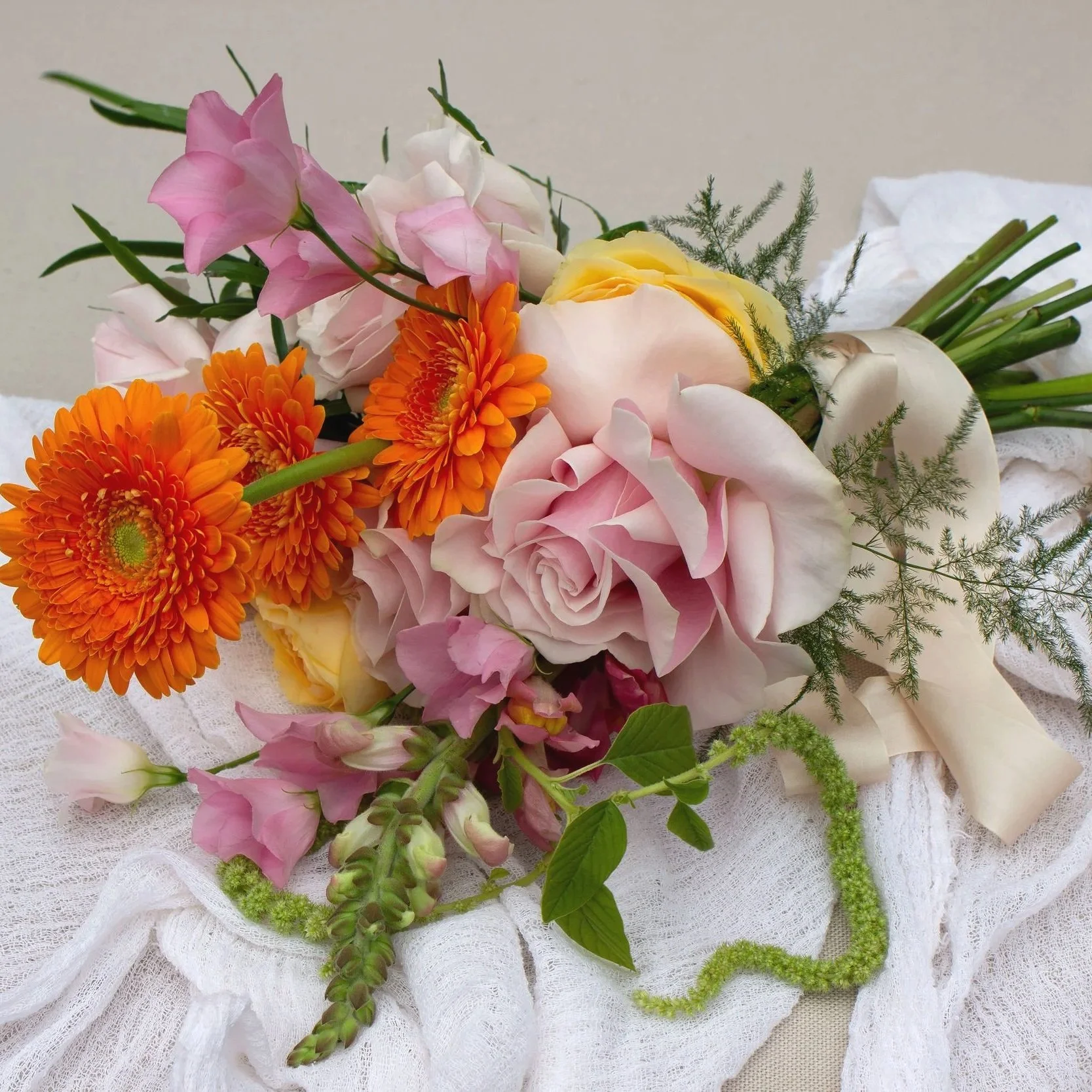 bright bridesmaids bouquet