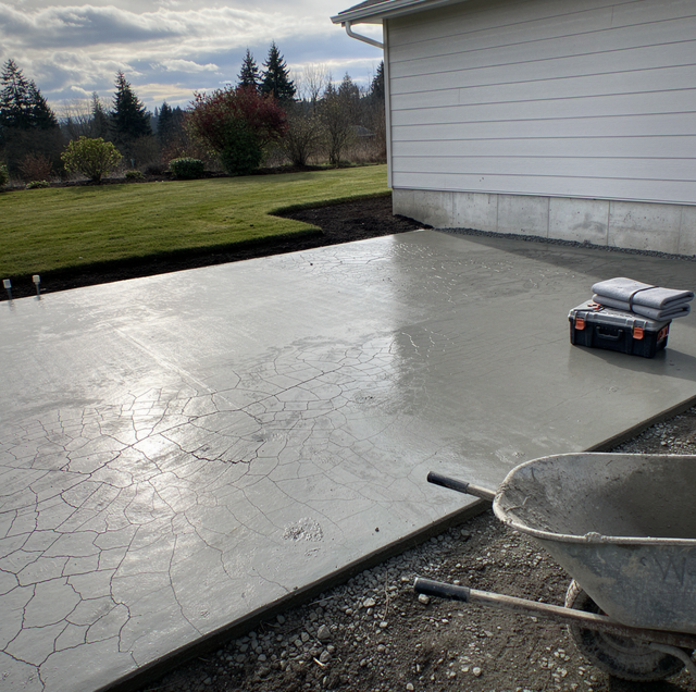 Fine crazing cracks webbing across cured concrete driveway surface