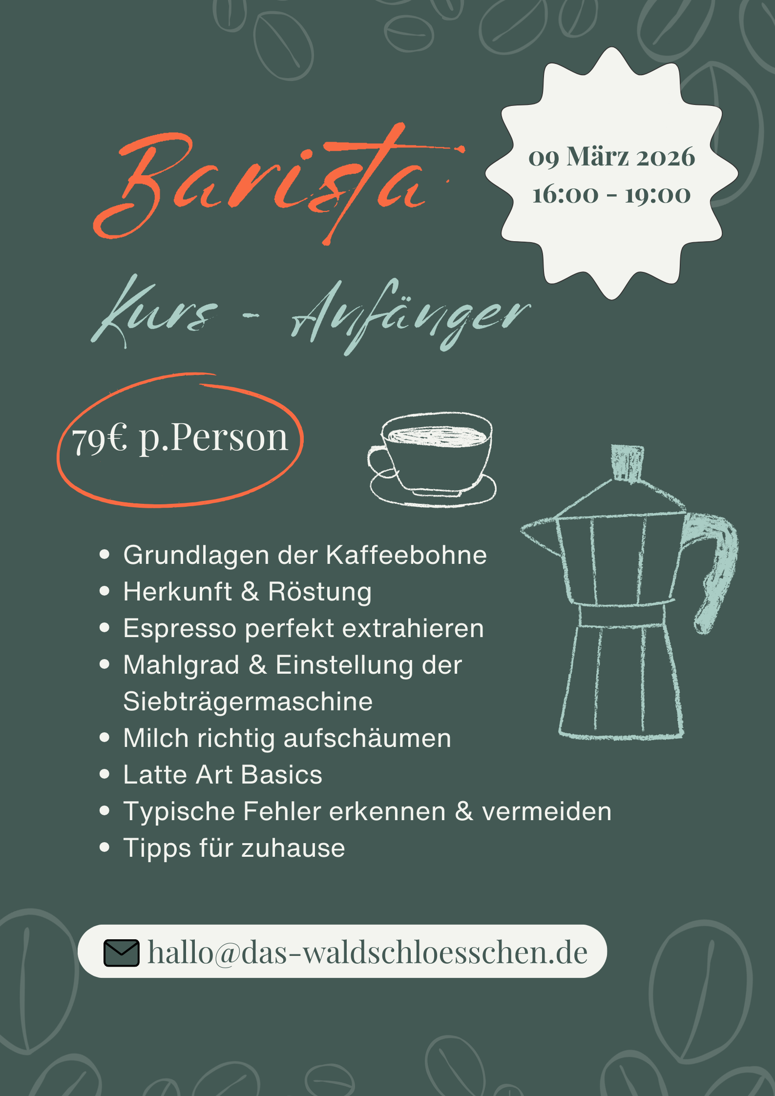 Barista Kurs - Anfänger / 09.März / 79€ p. Person (Kopie)