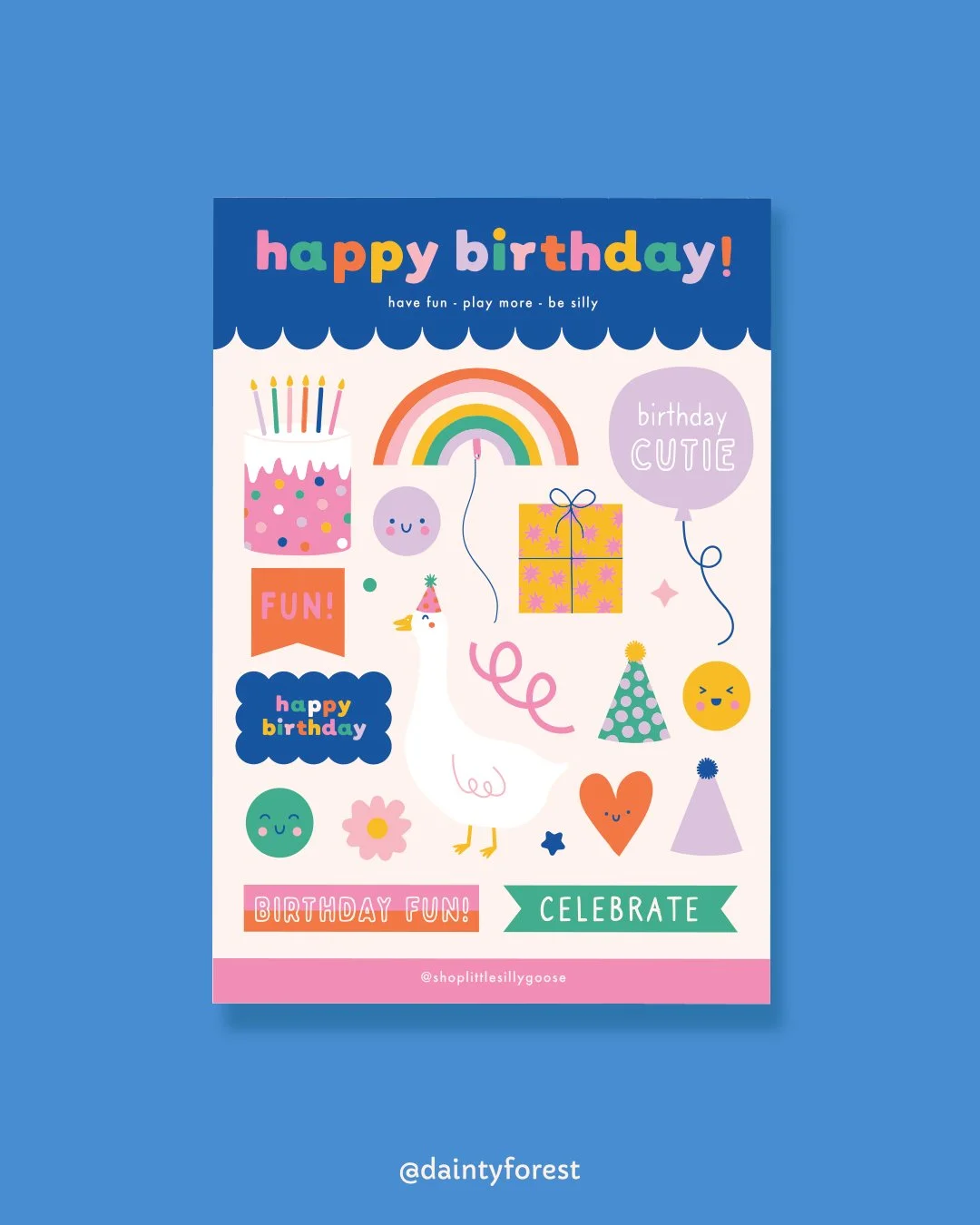 The cutest little birthday sticker sheet for @shoplittlesillygoose I love working with existing clients on new collateral for their businesses!