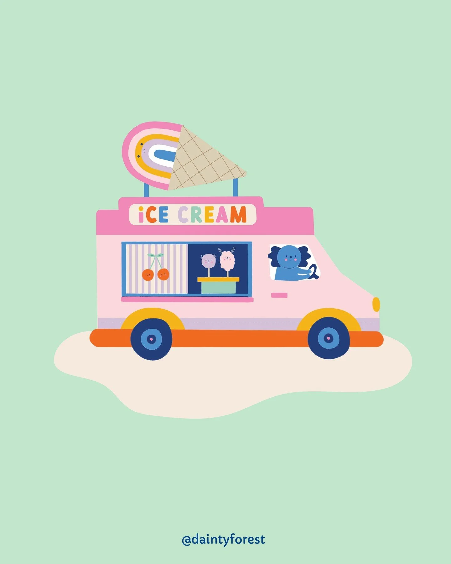 Ding ding, the ice cream truck has arrived! Loved creating this illustration for @garanimals! It's lovely. and sunny here in Nottingham today and I think a trip to the ice cream van is in order - what's your go to flavour?