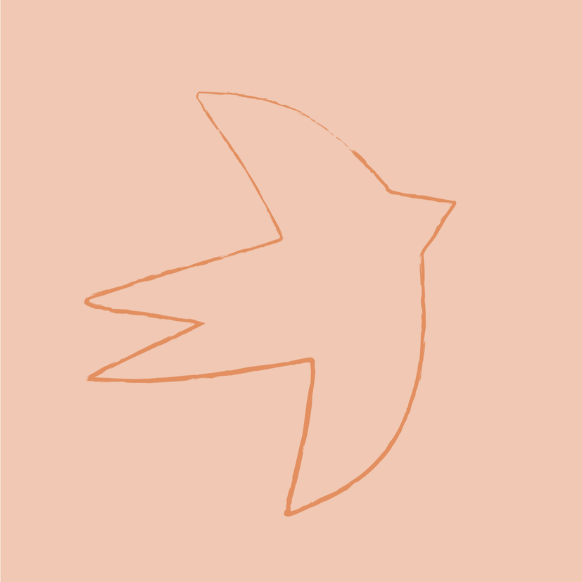 Outline of a bird, possibly a swallow, on a beige background.