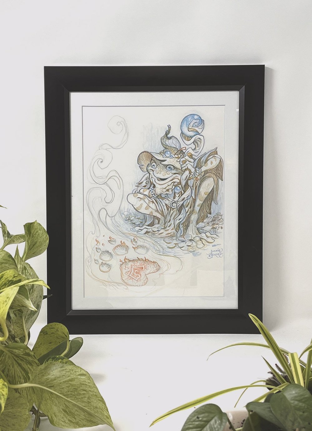A wise Frogfolk Druid, drawn as a study for Justin gerard Magic