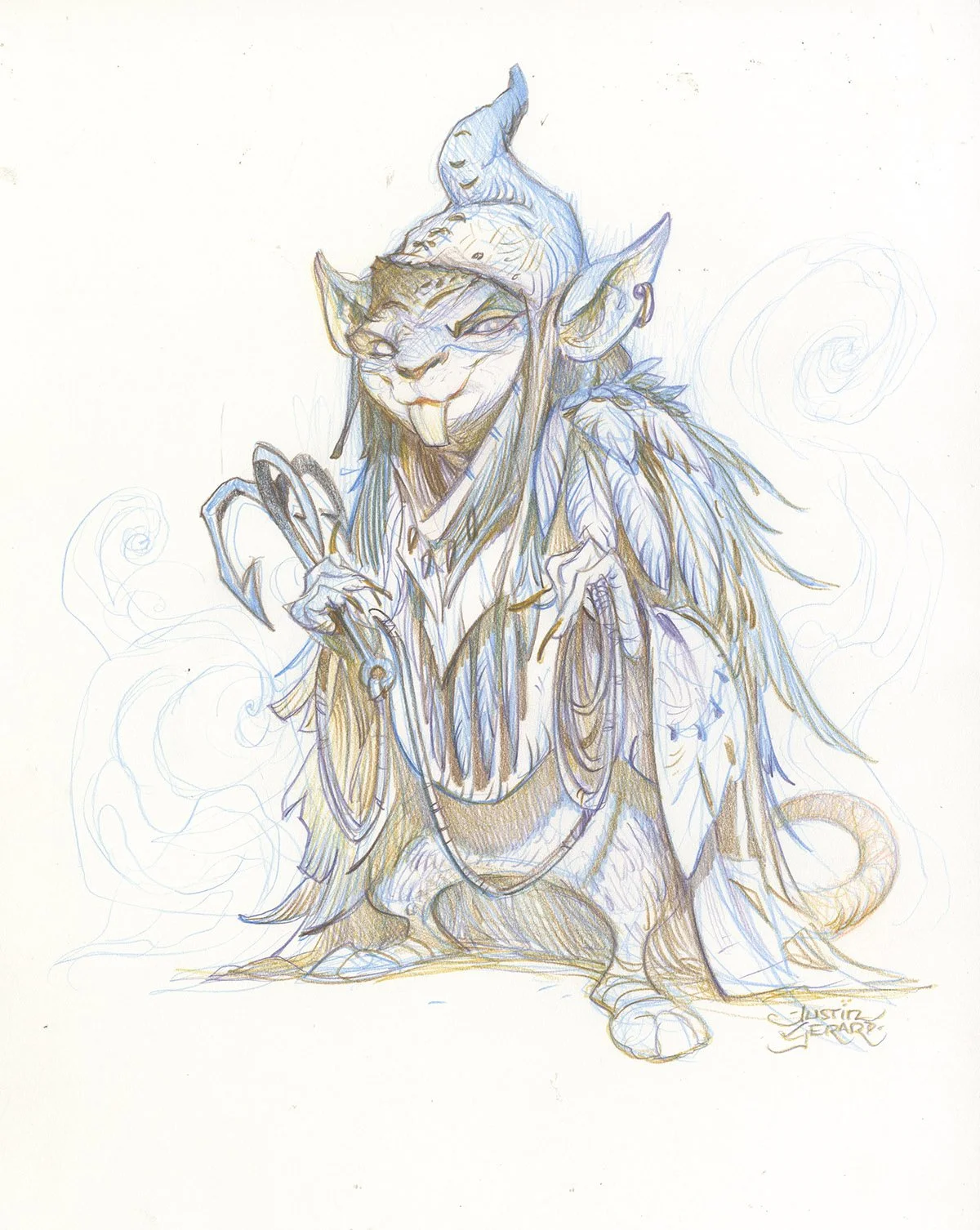 mtg sketch cards Search the Premises Signed Artist Proof Card Target player shuffles up to three target cards from their graveyard into their library Gaea's Blessing (#735)