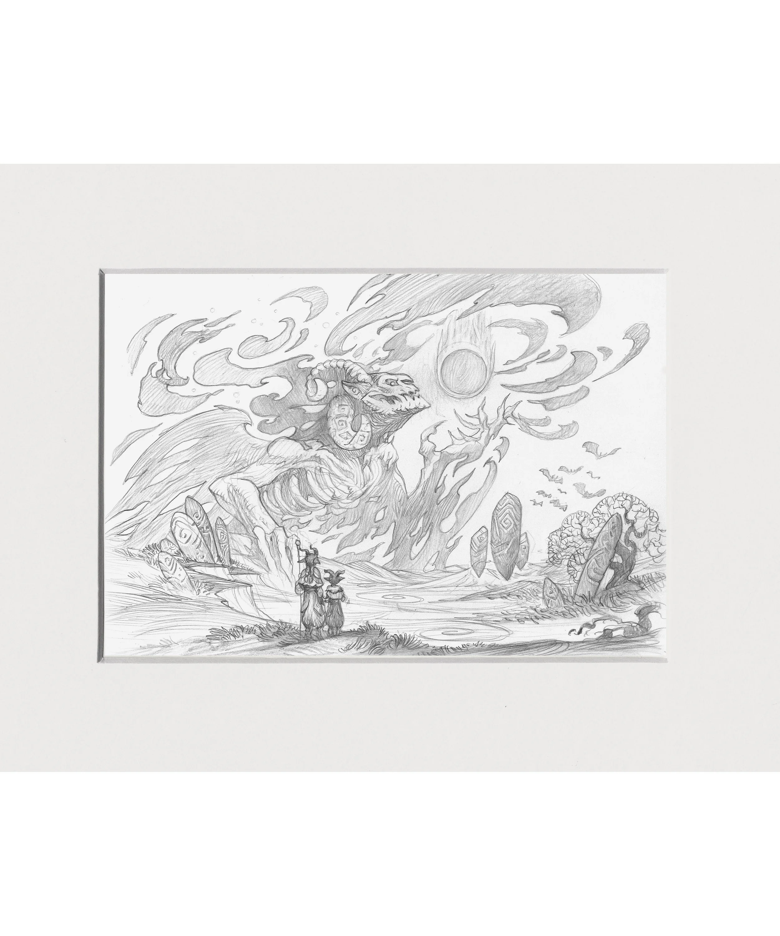 Original Drawing for "Providence of Night" for Magic the Gathering