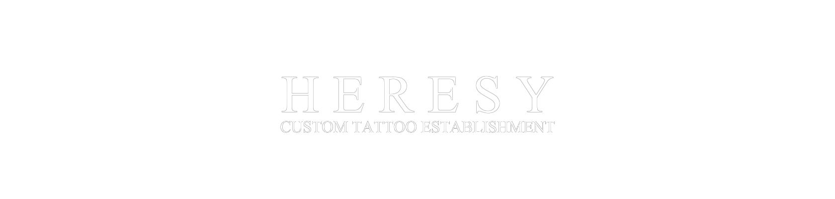 Heresy Custom Tattoo Establishment logo on a black background