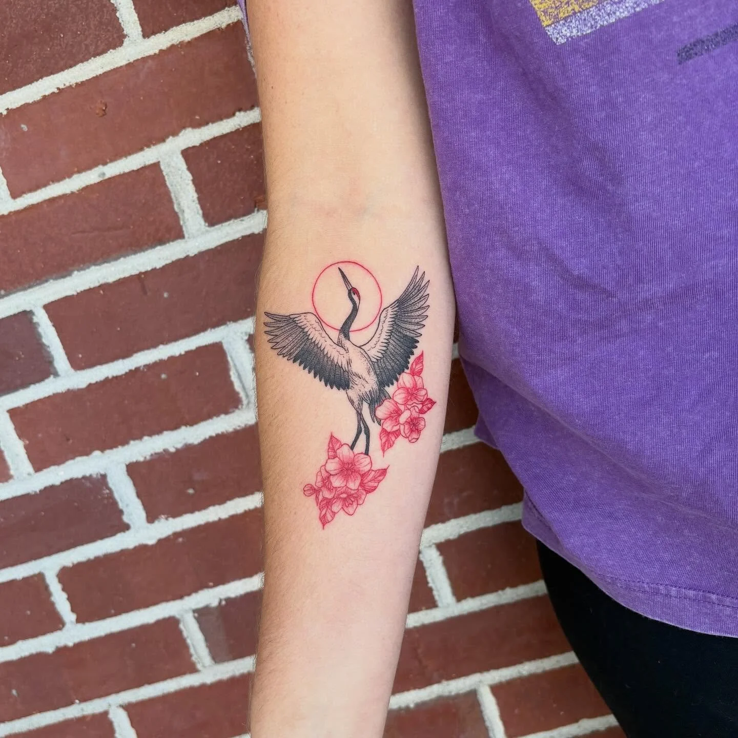 Absolutely loved doing these couples tattoos the other day ❤️ #crane #cranetattoo #mateforlife #marriagetattoo #couplestattoo #matchingtattoos #lineworktattoo #illustrativetattoo #beautifultattoo #femaletattooartist #redinktattoo #bostontattooartist