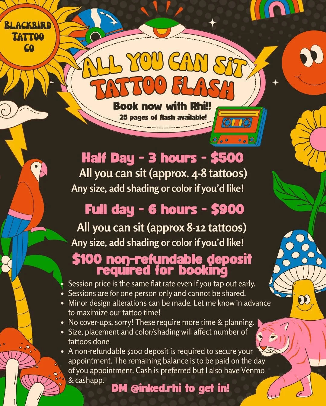 All you can sit deal is still going! Check both posts to see all the flash as IG doesn&rsquo;t let me post all the pages in one! #tattoo #tattooflash #patchworktattoo #floraltattoo #femaletattooartist