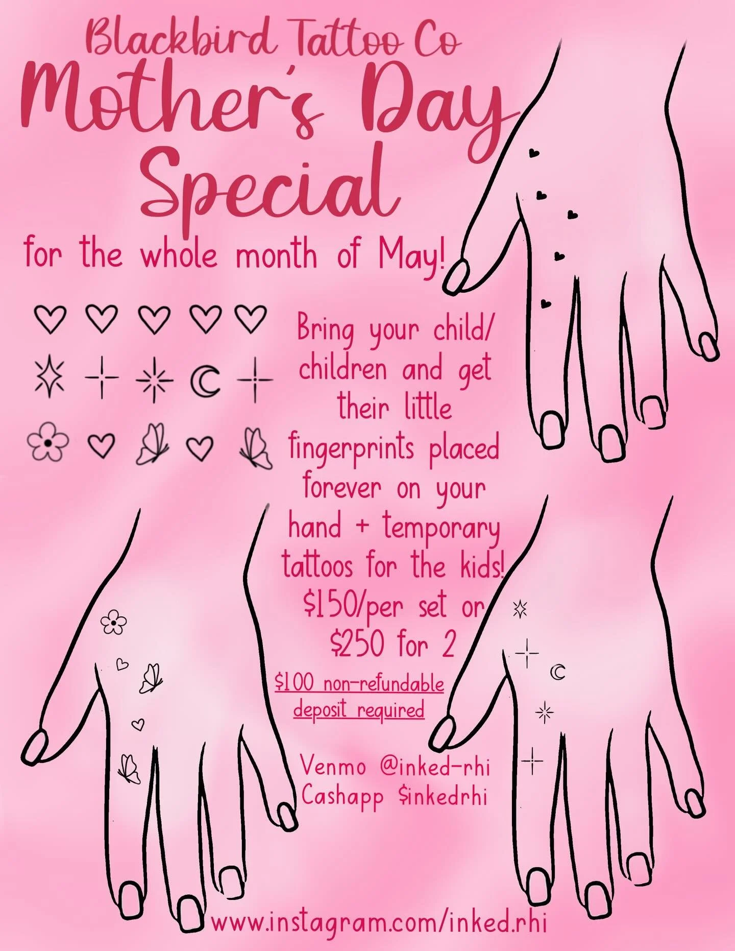 Mother&rsquo;s Day Special for the month of May! #tattoo #mothersday #motherhoodtattoo #motherdaughtertattoo #mothersontattoo